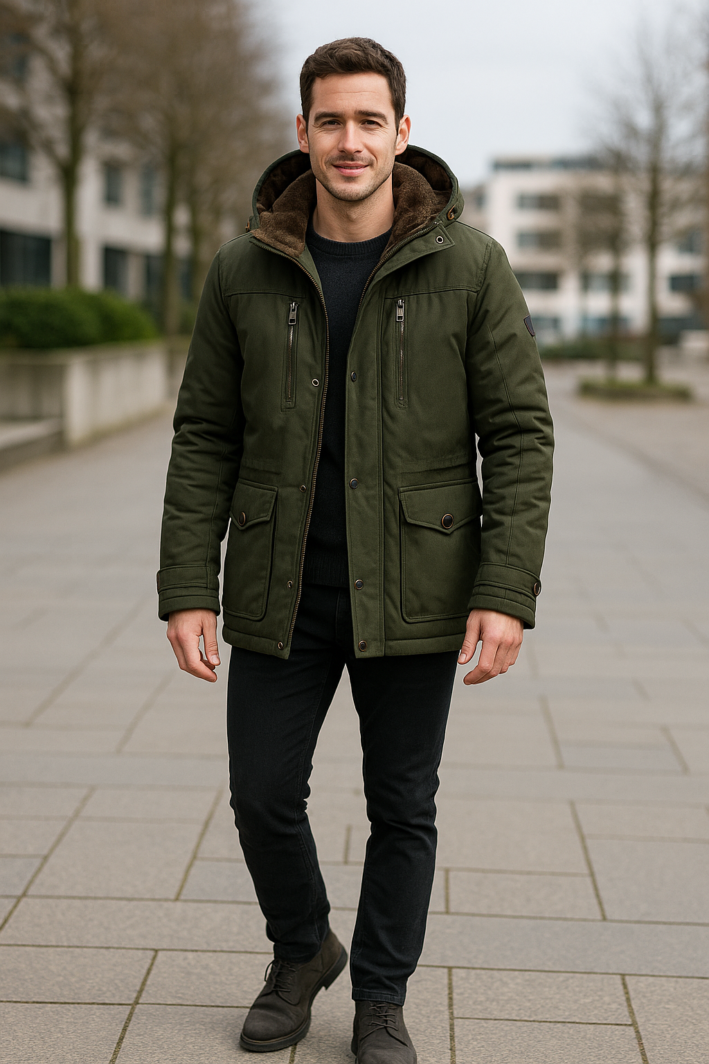 Gewatteerde Herenjas, Halflange Fleece Gevoerde Winterjas, Dikke Warme Bovenkleding | VIQA VIQA© NEDERLAND