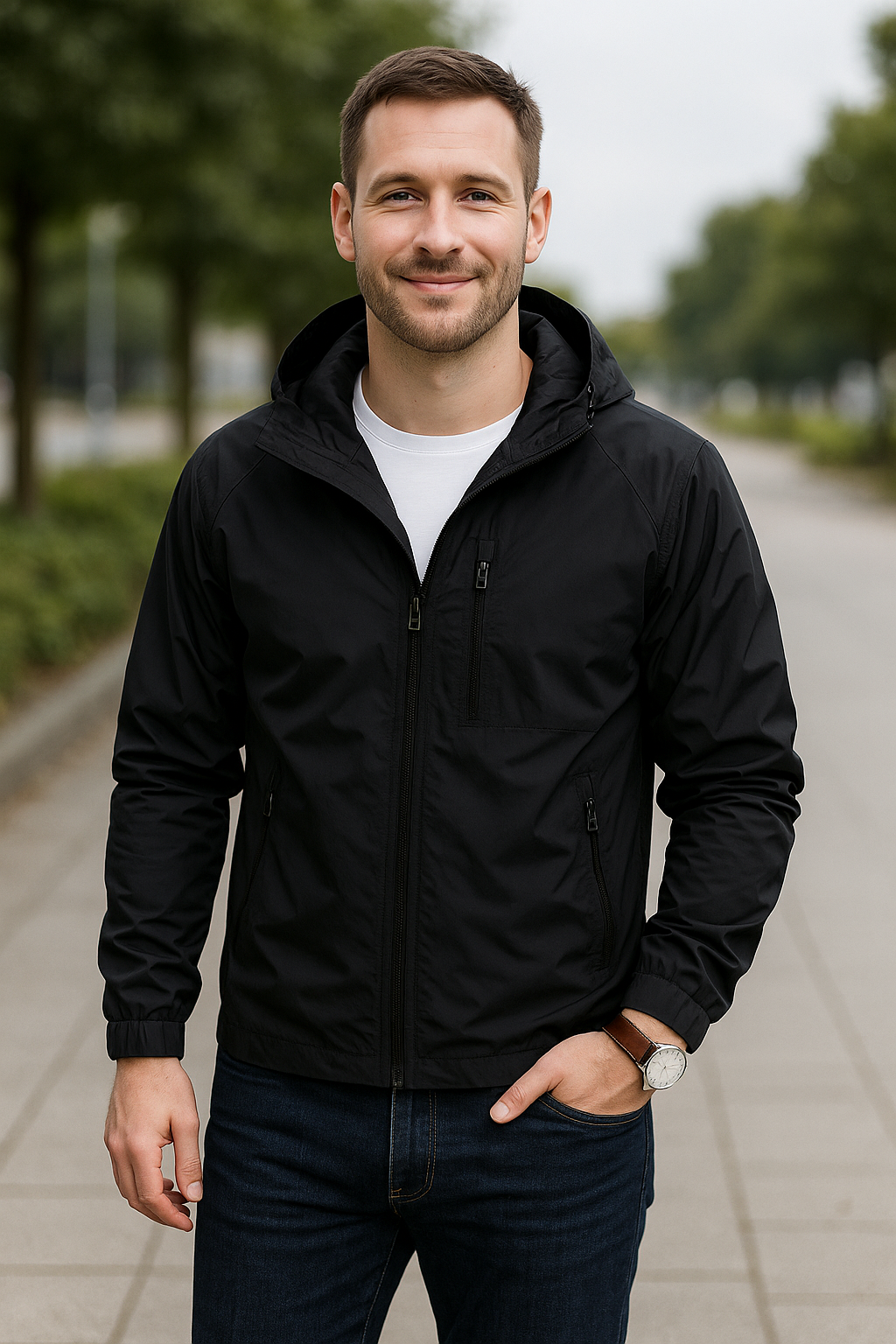 Heren Windjack, Lchtgewicht Lange Jas Met Flip Kraag En Zakken | VIQA VIQA© NEDERLAND