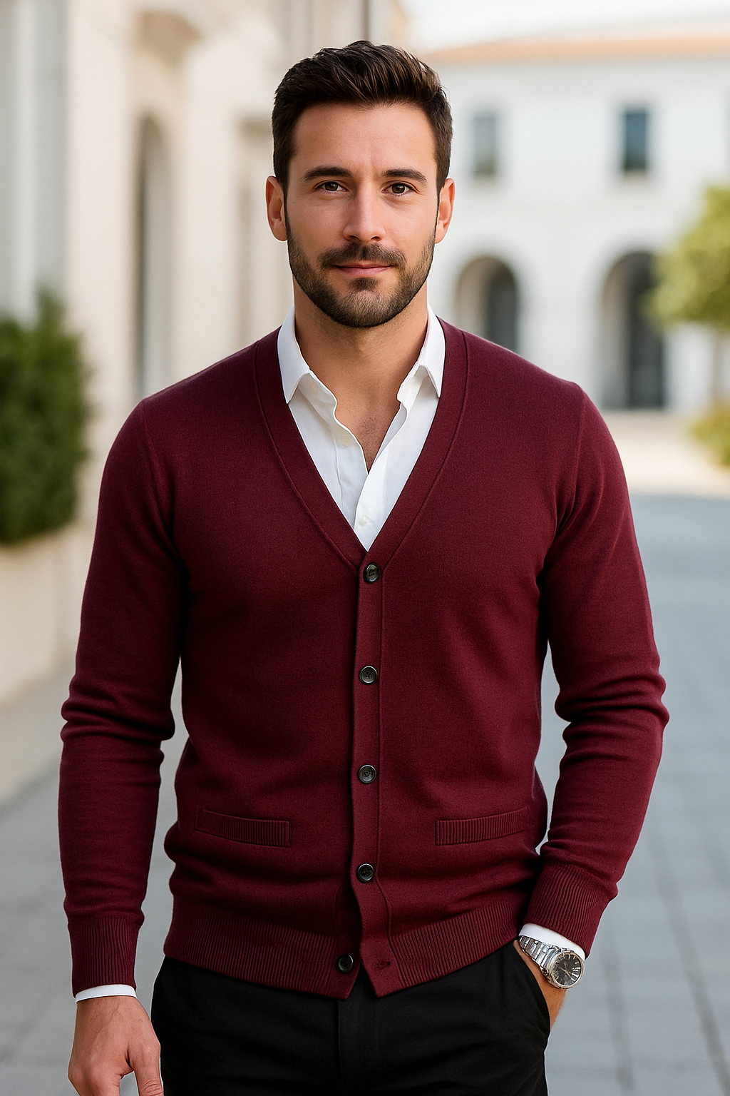 Herenvest Trui, Slim Pasvorm V-Hals Gebreid, Casual Herfst Langemouwen Effen Top | VIQA VIQA© NEDERLAND