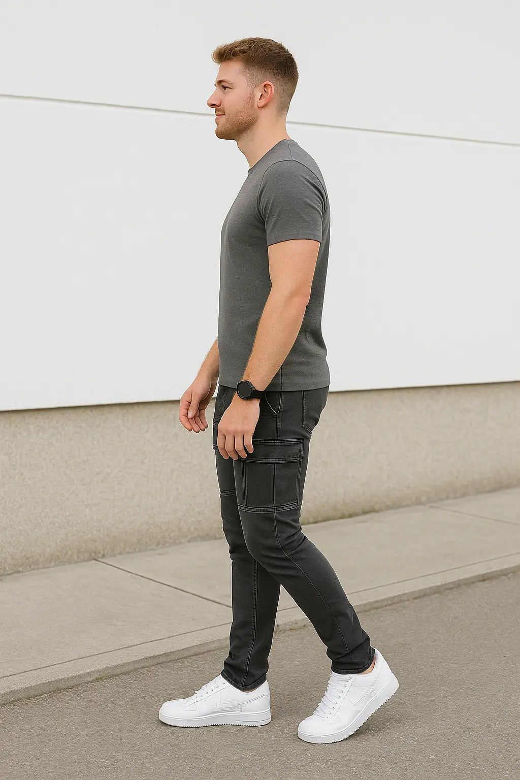 Heren Denim Cargo Jeans, Slim Fit Elastische Midden Taille Meerdere Zakken Casual Streetwear Broek | VIQA VIQA© NEDERLAND