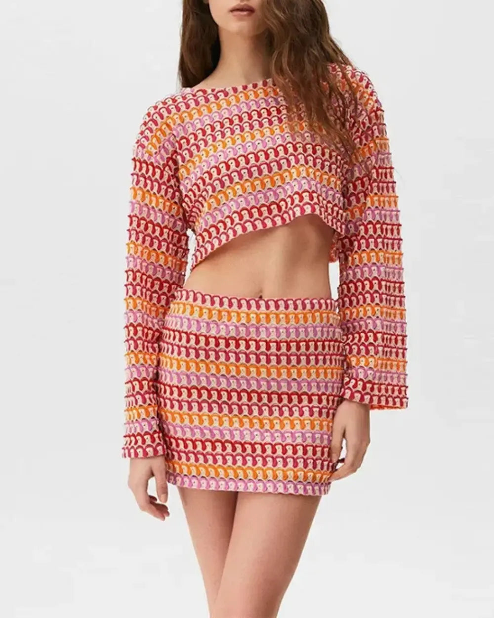 Cheryl Dames Tweedelige Set Met Crop Top En Mini Rok VIQA© NEDERLANDRoze-L