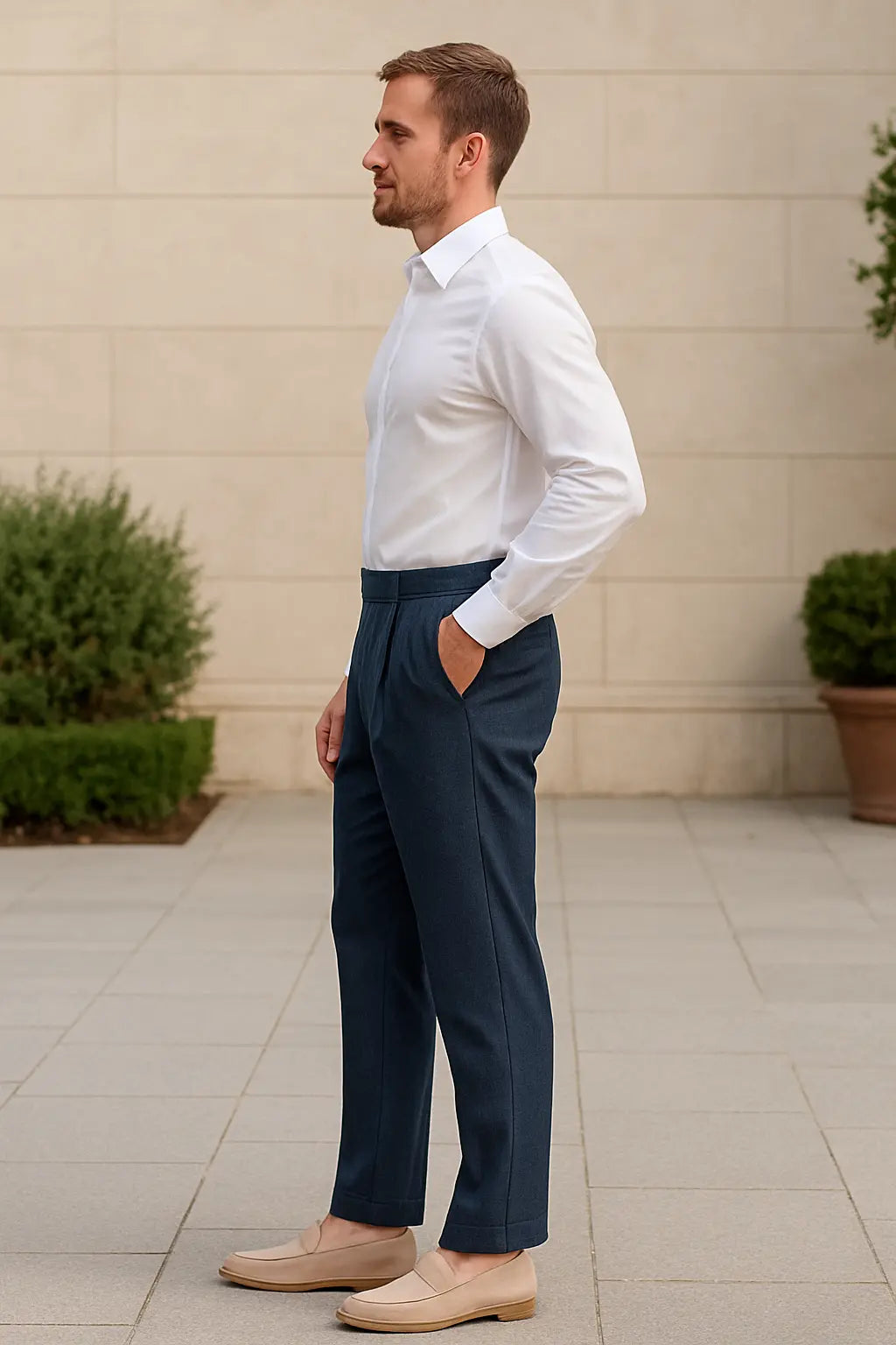 Heren Pantalon, Hooggetailleerde Rechte Broek, Zakelijke Stijl Met Riem | VIQA VIQA© NEDERLAND