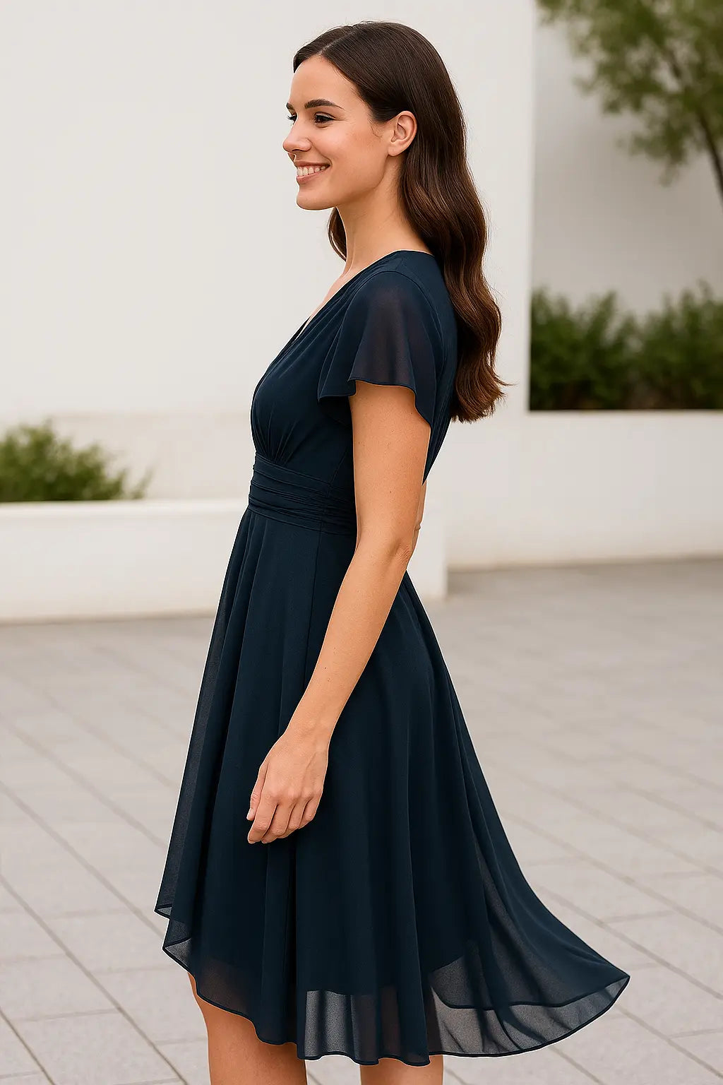 Dames Lange Zomerjurk, Chiffon V-Hals Hoge Taille Los Fit Maxi Dress, Elegant Fashion | VIQA VIQA© NEDERLAND