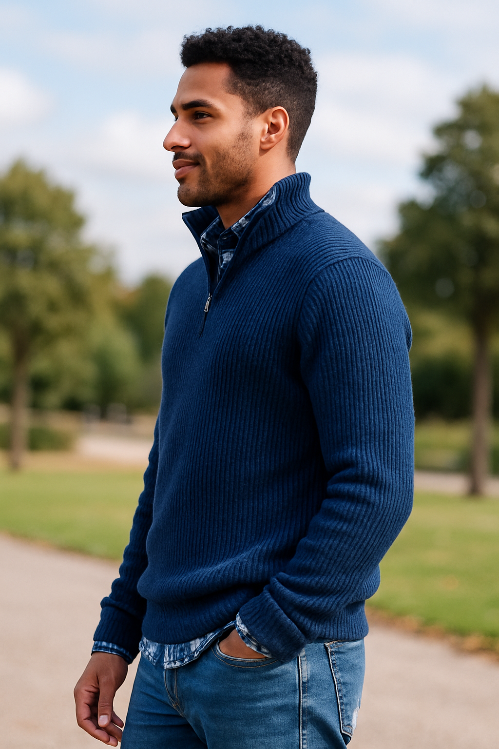 Luxe Heren Trui, Zakelijke Casual Ritssluiting Staande Kraag Top, Mode Losse Pasvorm | VIQA VIQA© NEDERLAND