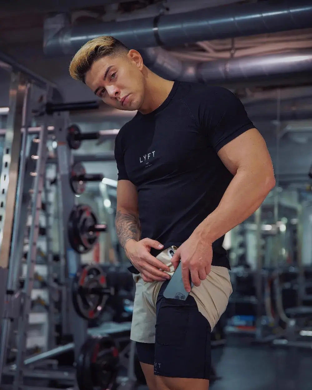 Heren Korte Broek met Dubbele Laag Voor Fitnesstraining VIQA© NEDERLAND