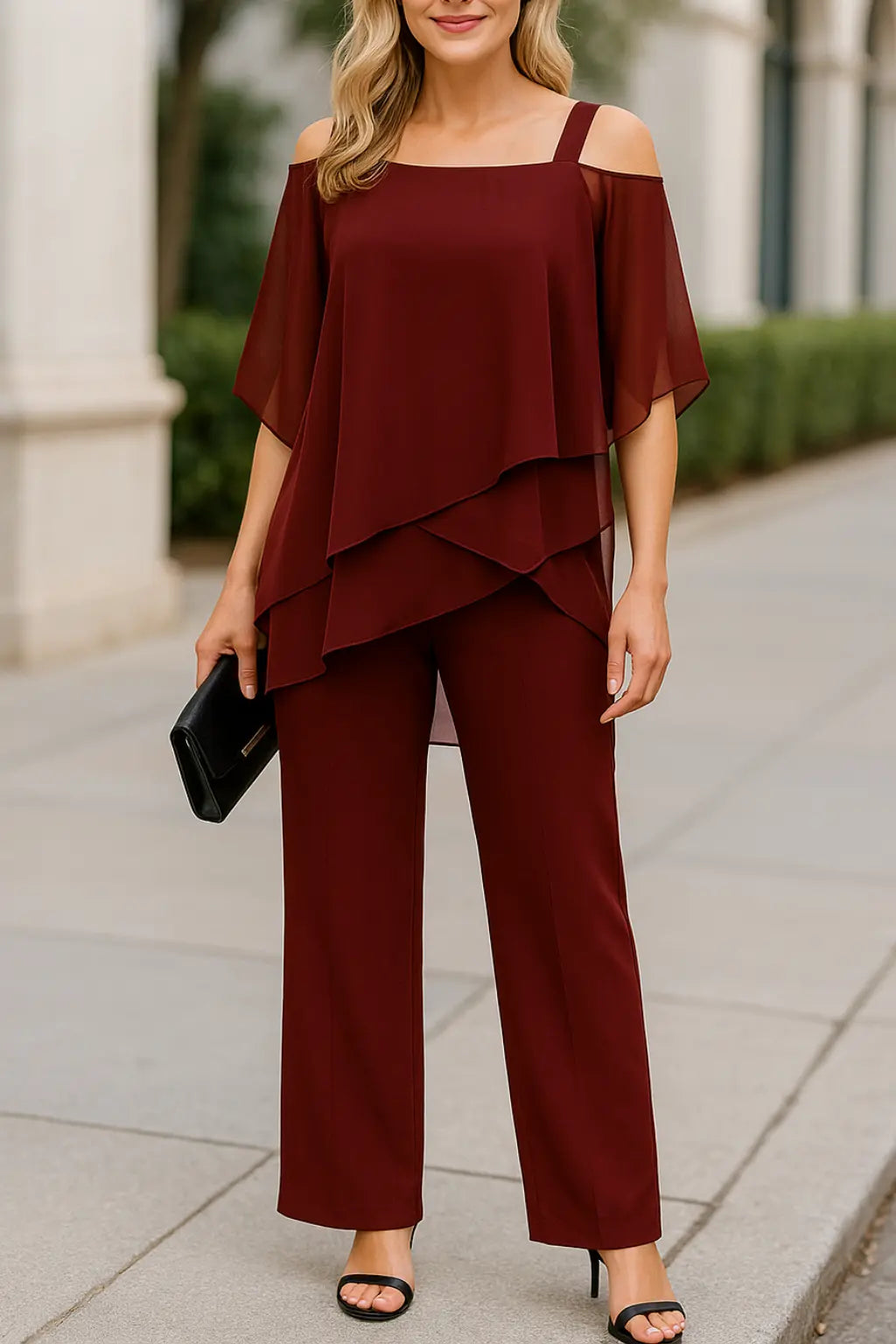 Dames Tweedelige Set, Los Fit Dolman Mouwen  Pak, Effen Kleur Casual Kleding | VIQA VIQA© NEDERLANDRood / 2XL