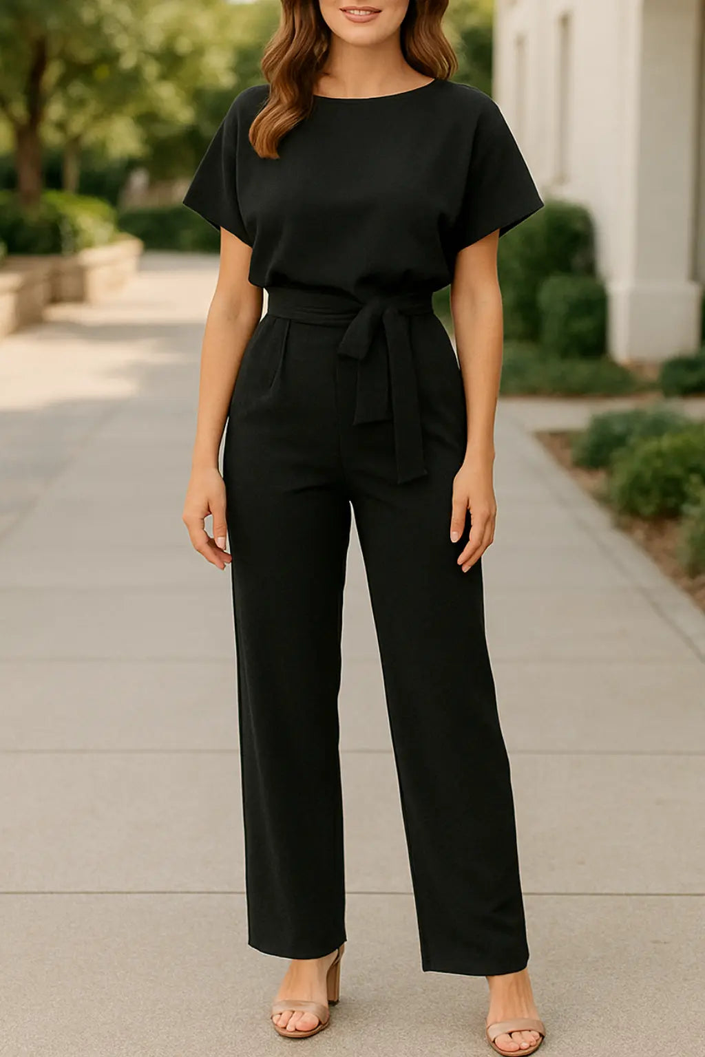 Zomerse Jumpsuit Voor Dames, Elegante Jumpsuit Met Korte Mouwen En Wijde Pijpen, Outfit Met Holle Tailleband | VIQA VIQA© NEDERLANDZwart-2XL