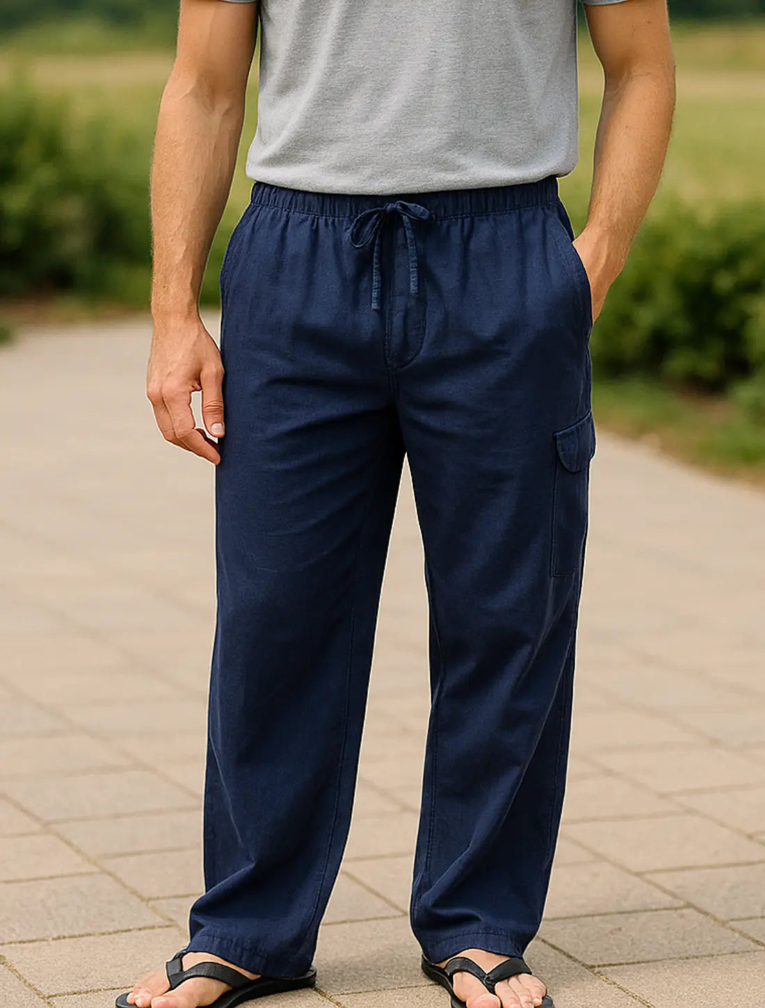 Lichtgewicht Herenbroek, Elastische Taillebroek, Casual Lange Zomerbroek | VIQA VIQA© NEDERLANDBlauw-2XL