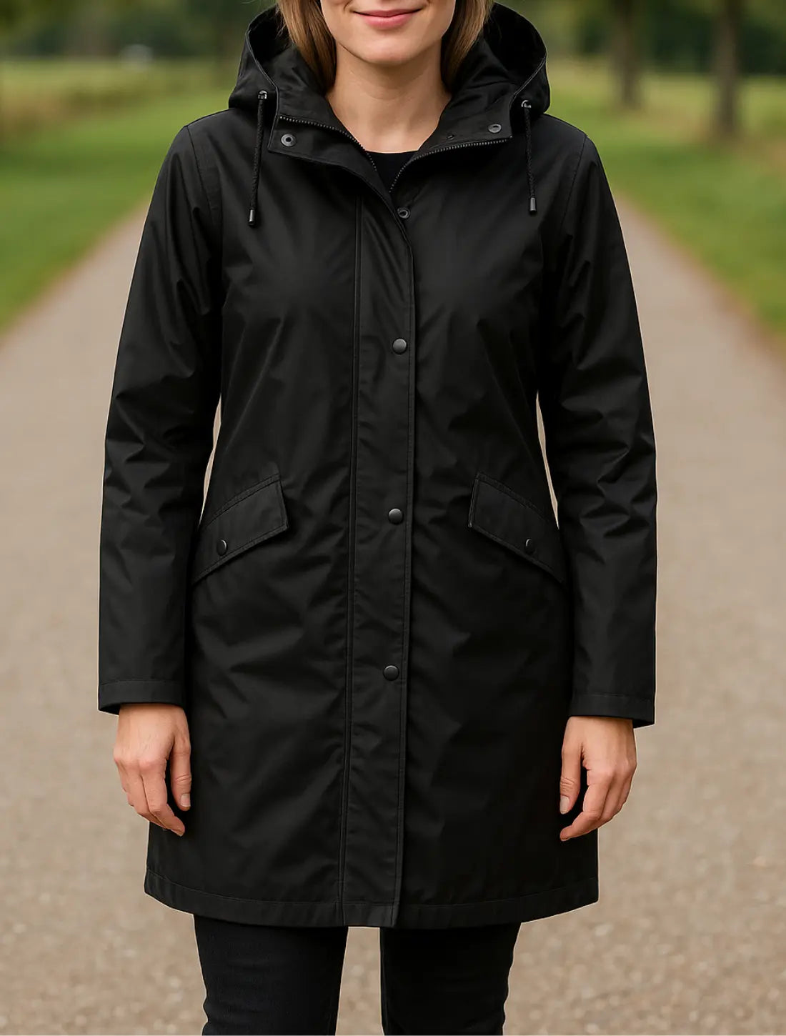 Waterdichte Regenjas Voor Dames, Lange Winddichte Wandeljas Met Capuchon, Warme Casual Kleding Voor Buiten | VIQA VIQA© NEDERLANDZwart / 2XL