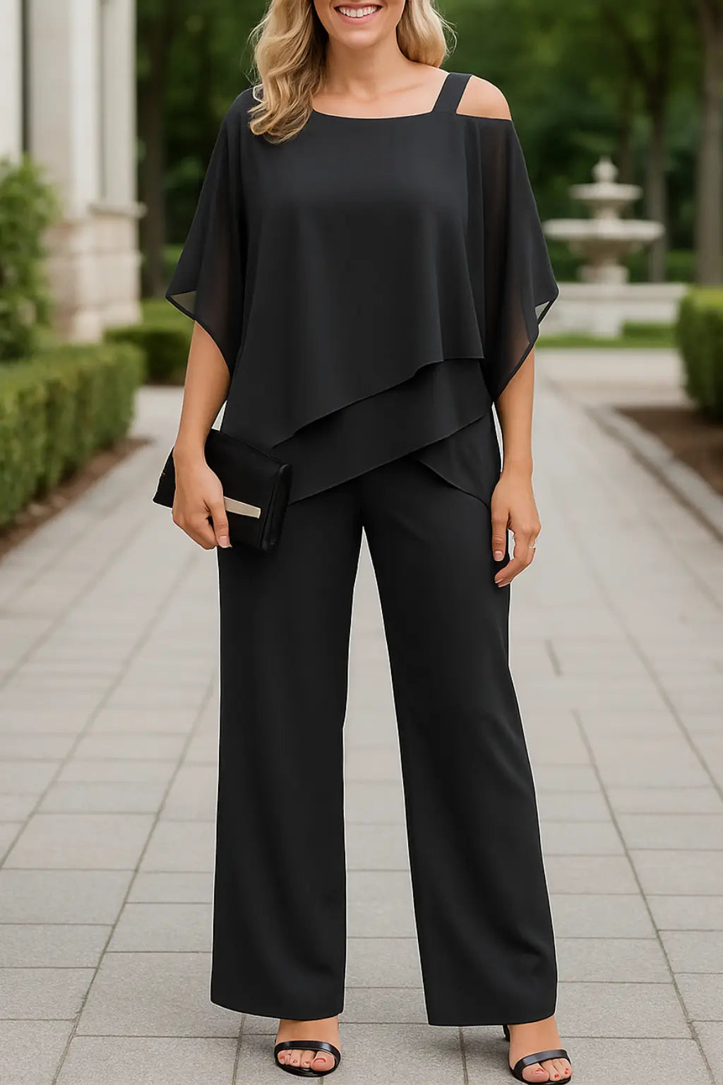 Tweedelige Damesset, Vleermuismouwtop En Broek, Elegante Casual Feestoutfit | VIQA VIQA© NEDERLANDZwart-2XL