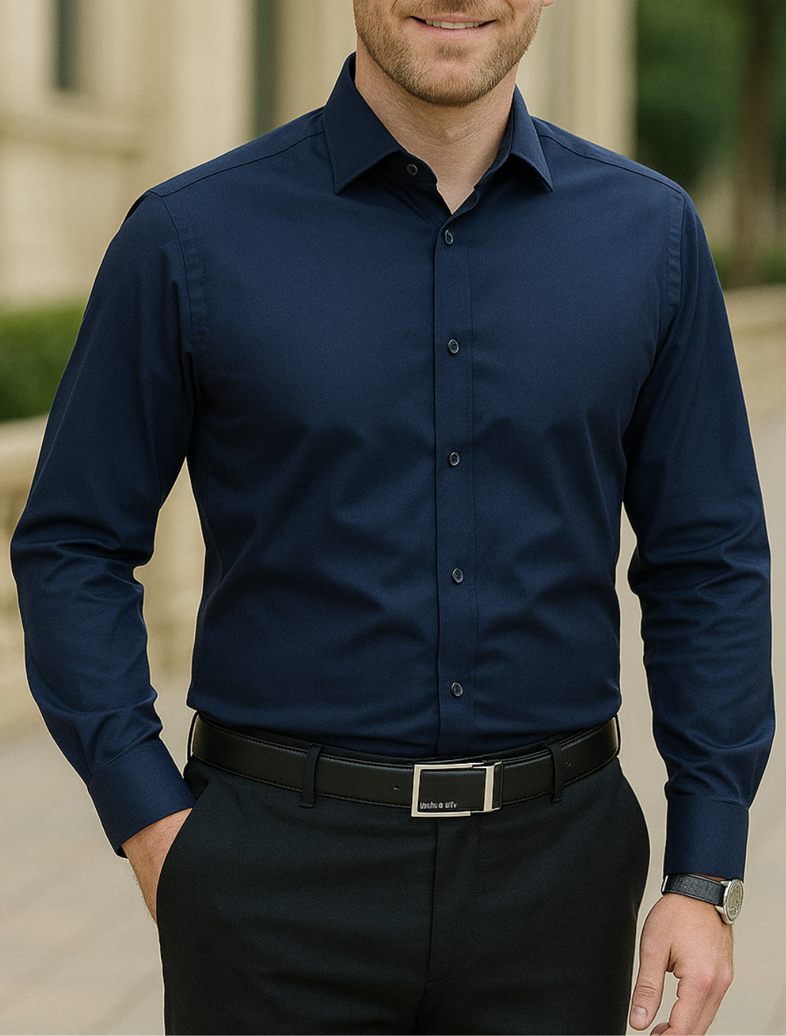 Heren Zakelijk Shirt, Effen Kleur Slim Pasvorm Lange Mouwen, Klassieke Casual Jurk Shirt | VIQA VIQA© NEDERLAND