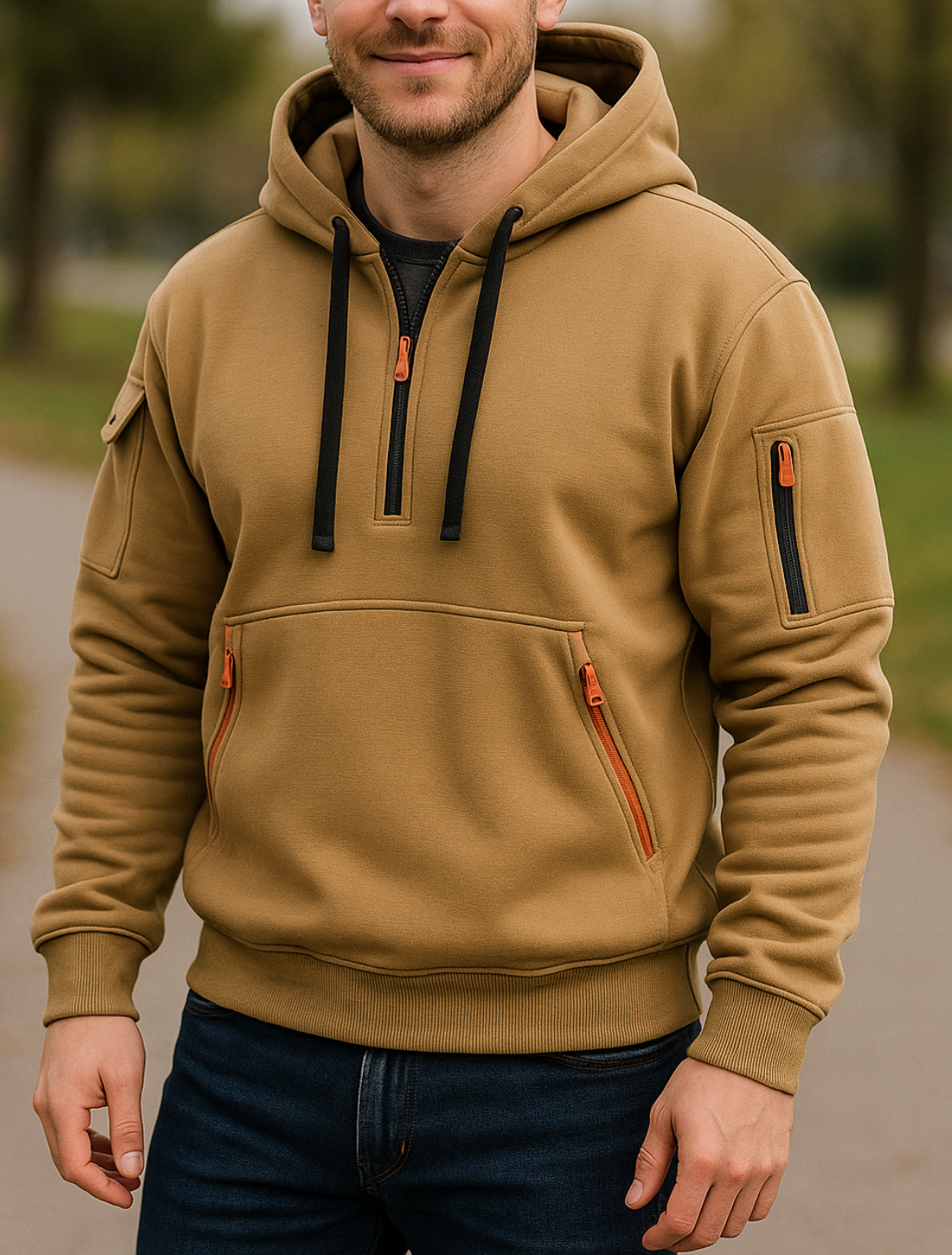 Heren Streetwear Hoodie, Staande Kraag Rits Pullover Lange Mouwen Sweatshirt Herfst Winter | VIQA VIQA© NEDERLAND