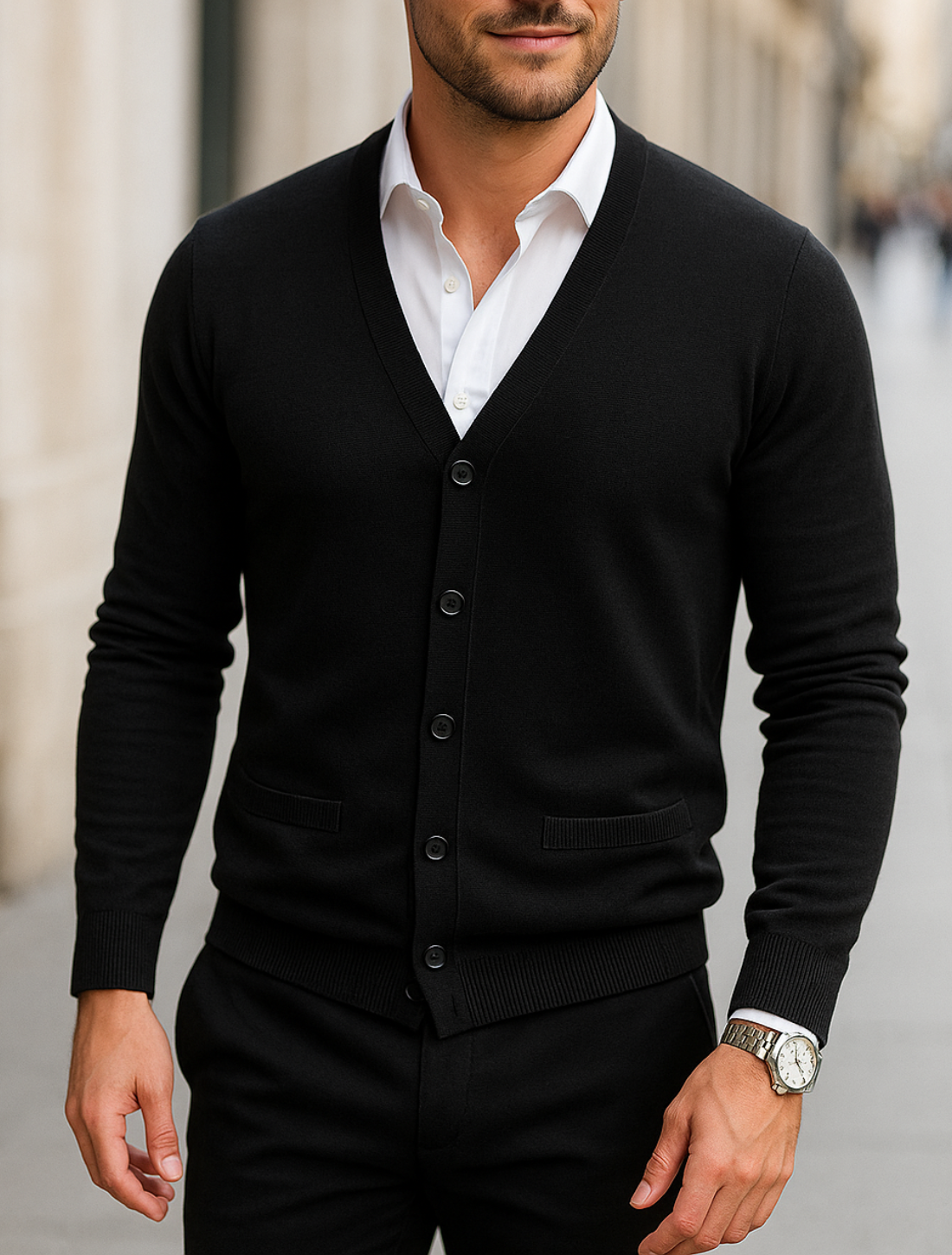 Herenvest Trui, Slim Pasvorm V-Hals Gebreid, Casual Herfst Langemouwen Effen Top | VIQA VIQA© NEDERLAND