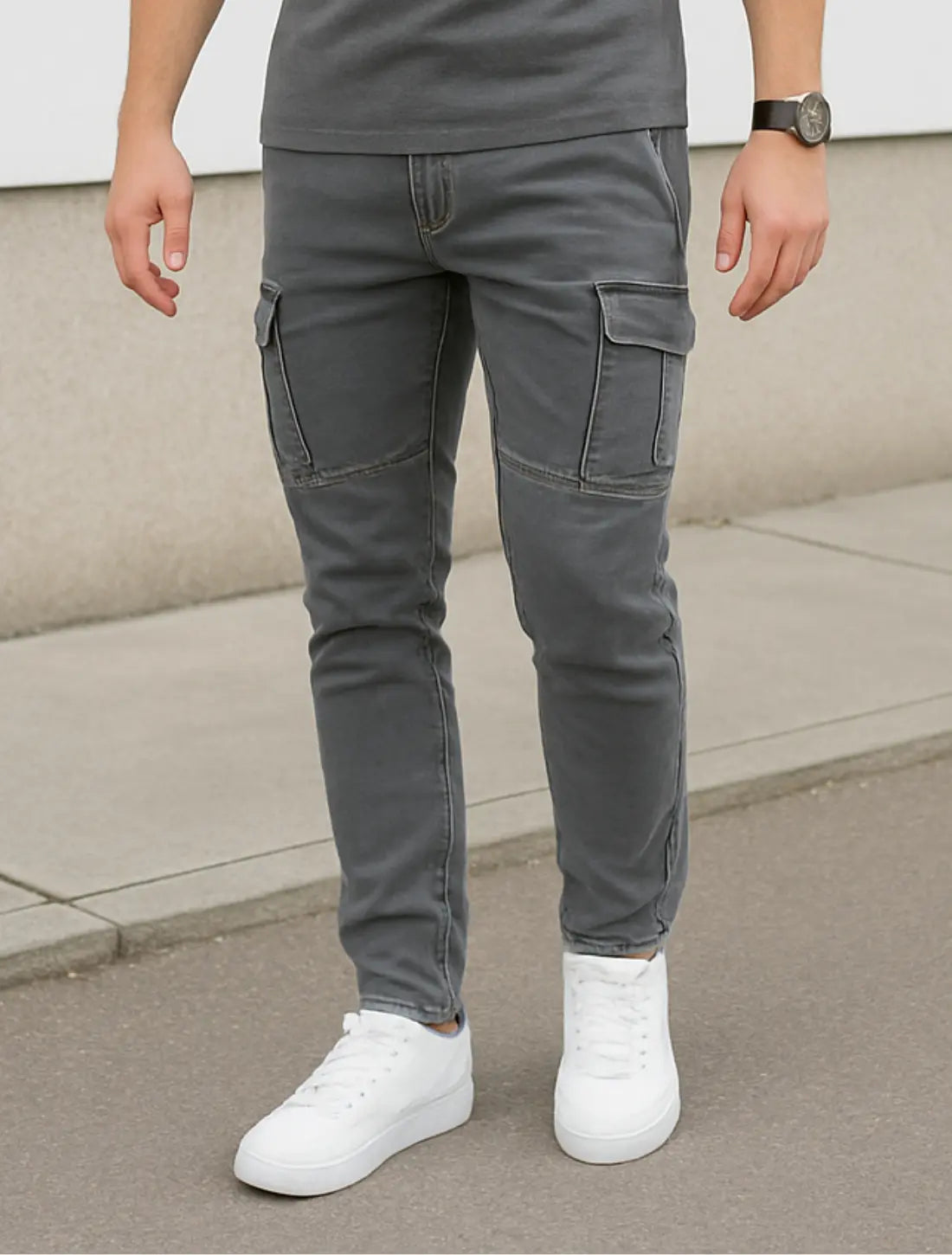 Heren Denim Cargo Jeans, Slim Fit Elastische Midden Taille Meerdere Zakken Casual Streetwear Broek | VIQA VIQA© NEDERLAND