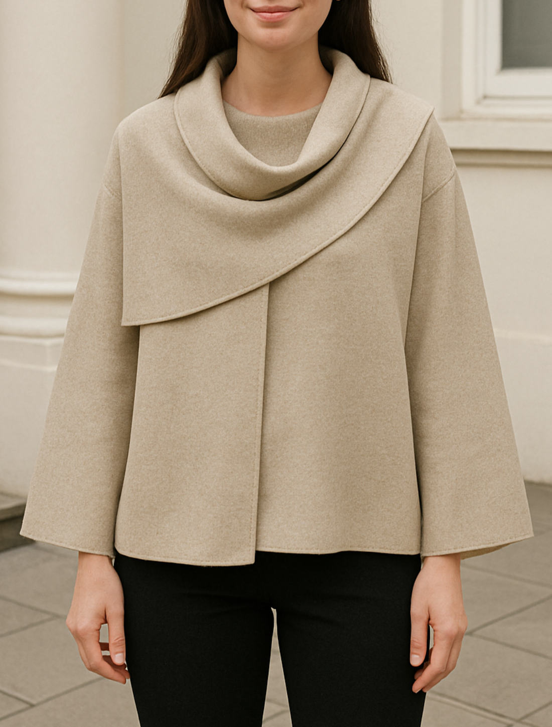 Elegante Dames Vest, Jas Met Lange Mouwen En Sjaal, Warm Herfst- En Winter Model Voor Woon-Werkverkeer | VIQA VIQA© NEDERLAND