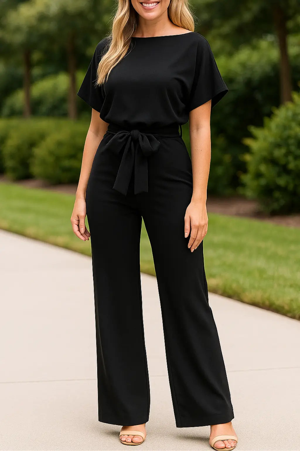 Tweedelige Set Dames, Elegante Jumpsuit Met Korte Mouwen En Hoge Taille, Zomers Feestclubpakje | VIQA VIQA© NEDERLANDZwart-XL