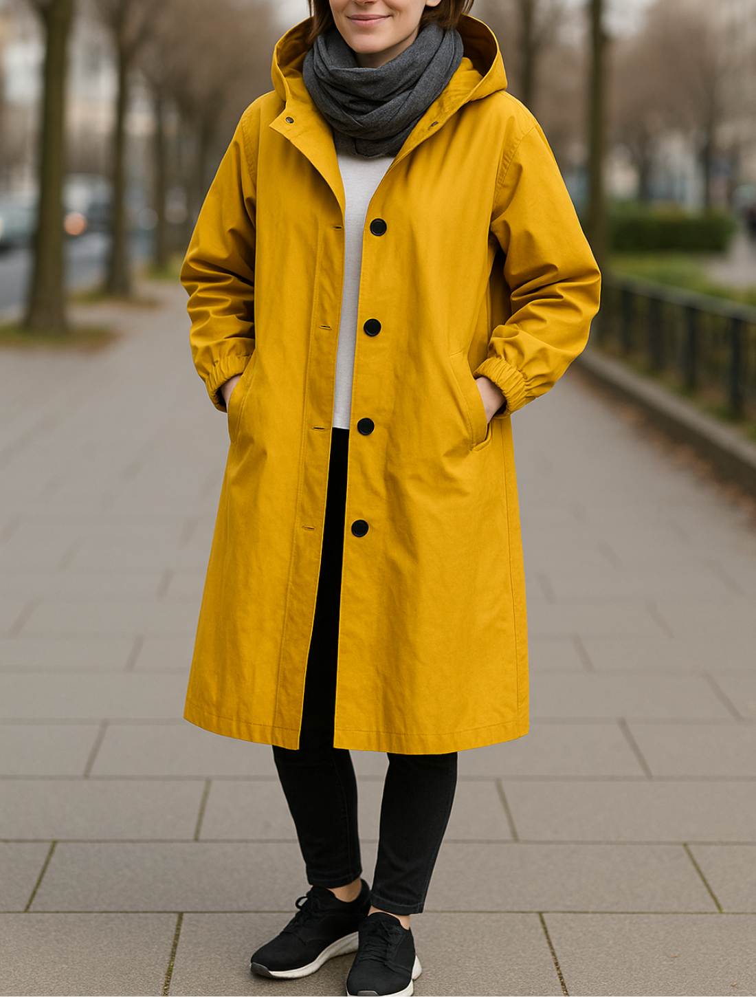 Lange Trenchcoat Voor Dames, Effen Gekleurde Windjack Met Capuchon, Elegante Losse Regenjas VIQA VIQA© NEDERLAND