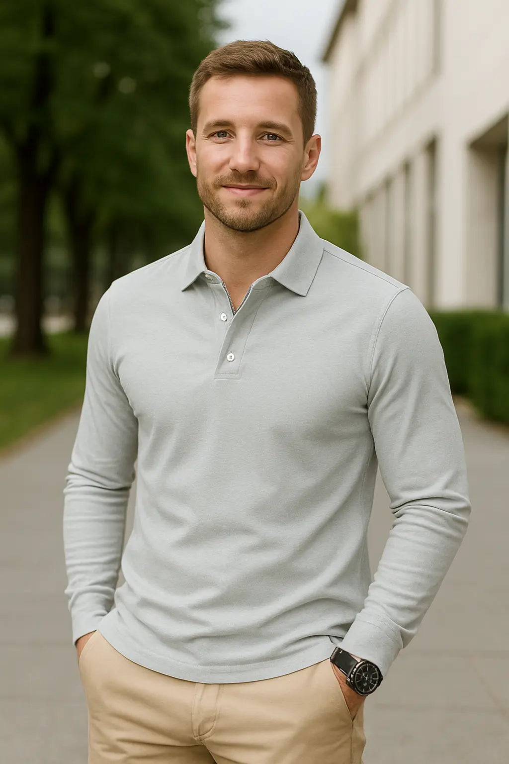 Effen Poloshirt Voor Heren, Aakelijke Casual Top Met Lange Mouwen, Reis- En Outdoor Vrijetijdskleding | VIQA VIQA© NEDERLAND