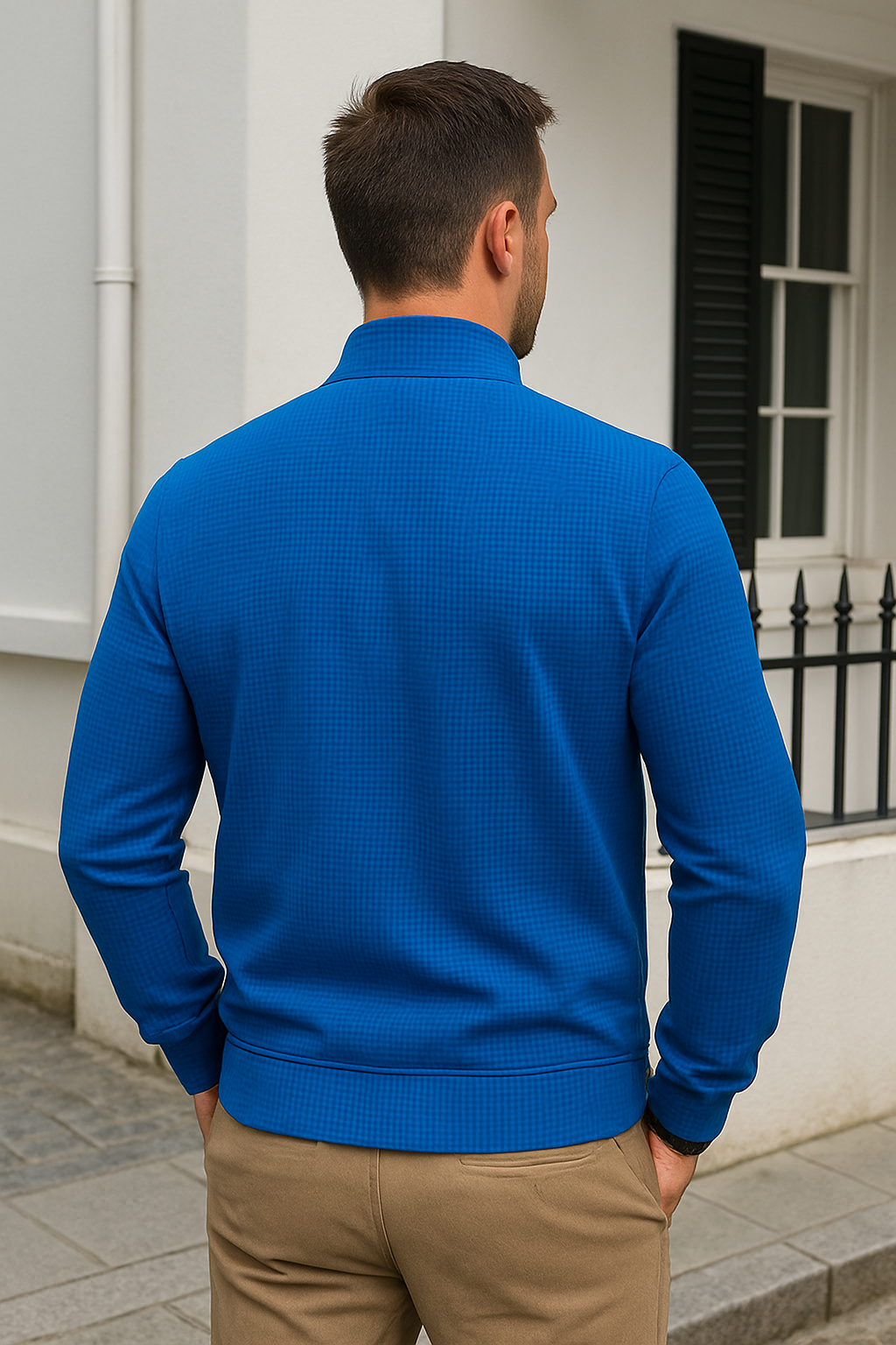 Slim Pasvorm Herenvest, Wafelpatroon, Oslagkraag, Lange Mouwen, Sportieve Stijl En Zak Met Ritssluiting | VIQA VIQA© NEDERLAND