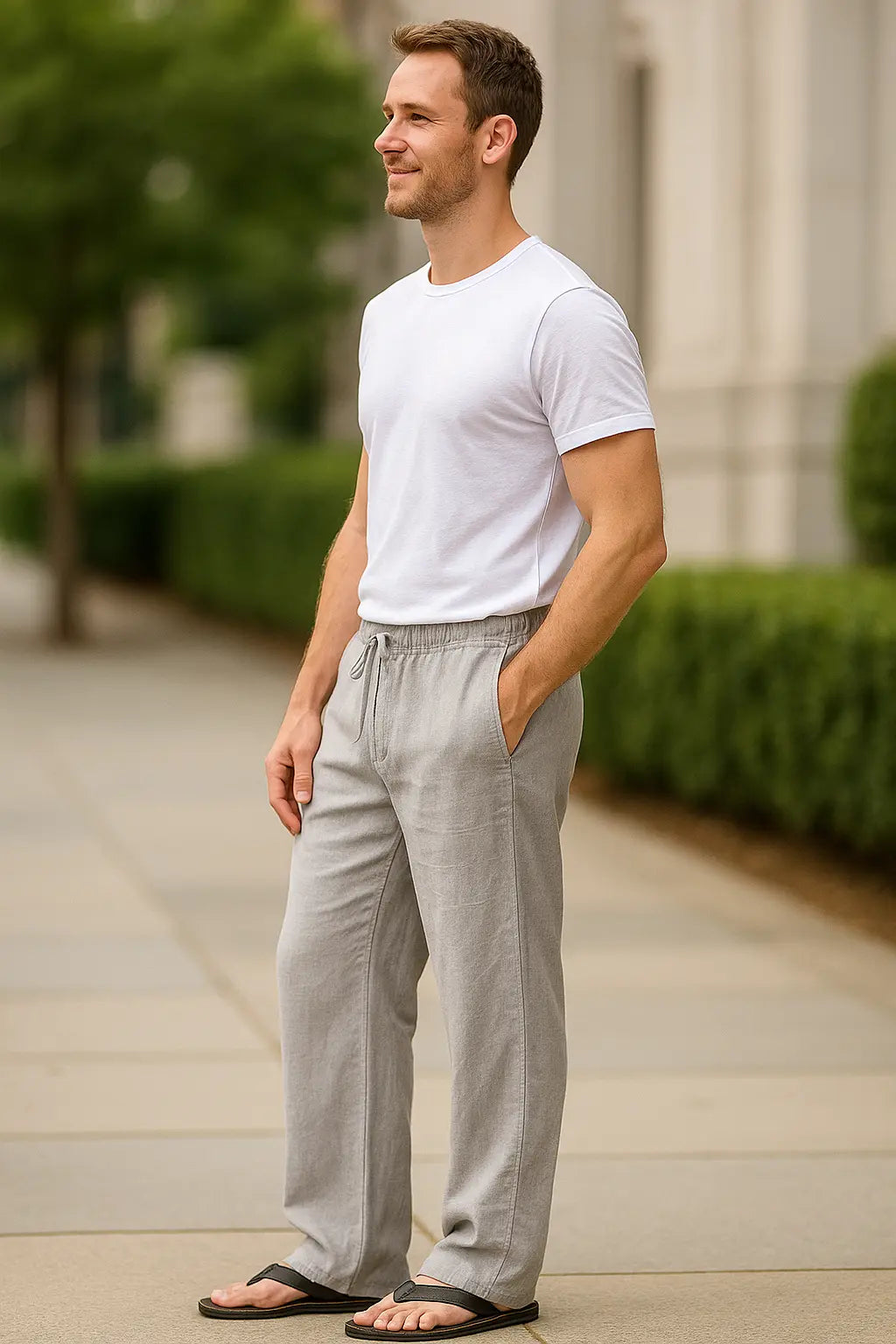 Heren Linnen Wijde Broek, Casual Broek, Lichtgewicht Zomer Sweatbroek | VIQA VIQA© NEDERLAND