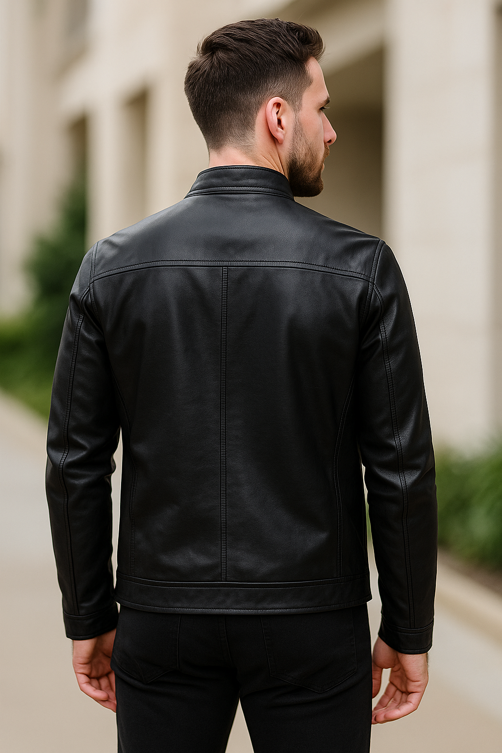 Slim Pasvorm Leren Jas Voor Heren, Motorjas Met Opstaande Kraag, Herfst En Winter Casual Mode | VIQA VIQA© NEDERLAND