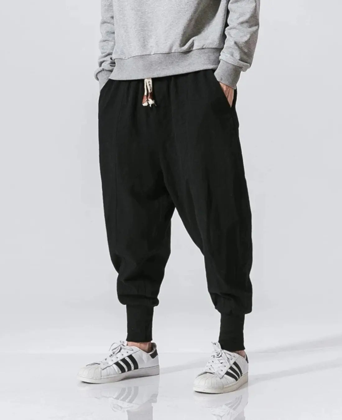 Katoenen Linnen Harem Broek Voor Heren, Baggy Joggers, Elastische Taillebroek | VIQA VIQA© NEDERLANDZwart-2XL