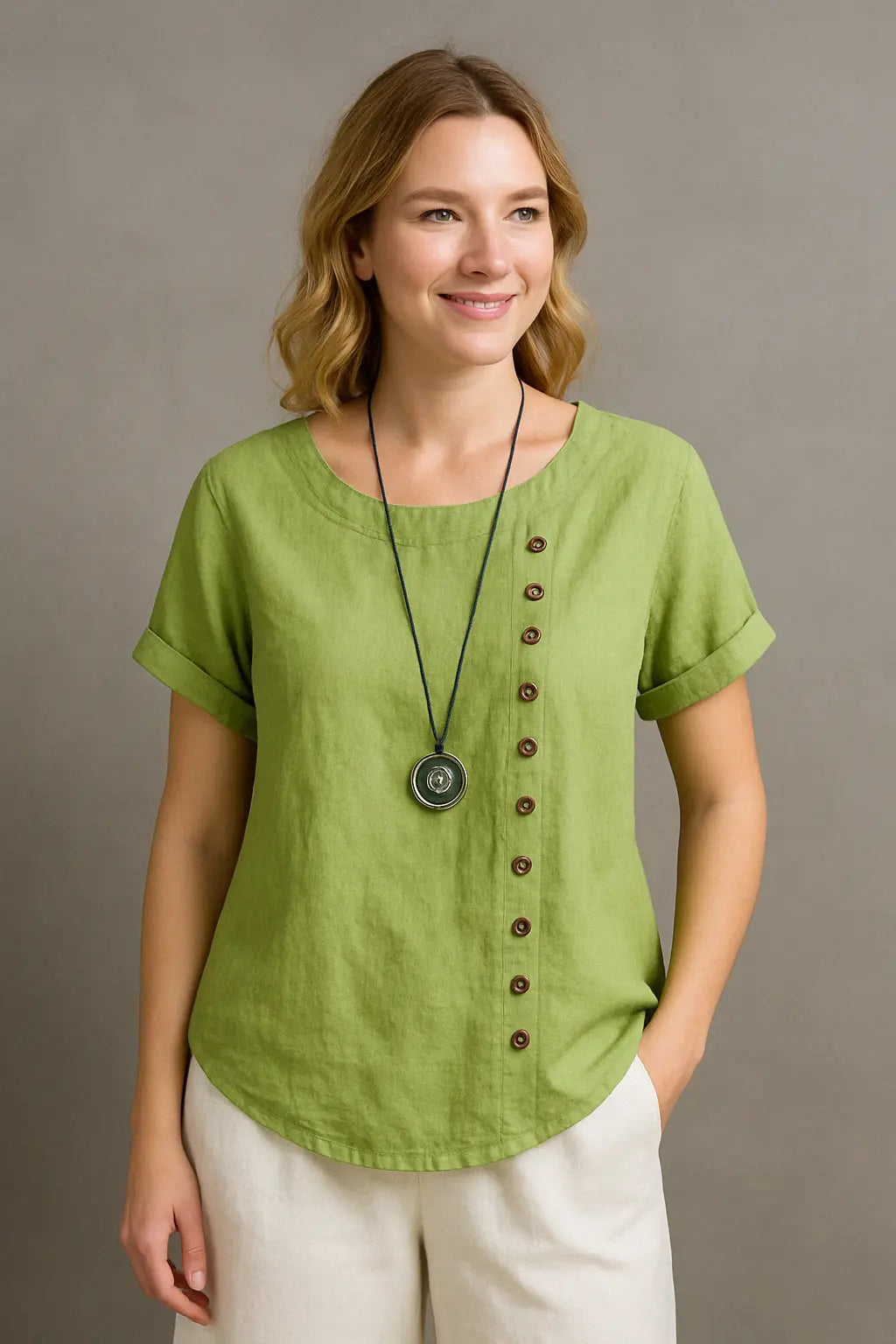 Lily Dames Katoen Lichtgewicht Blouse Met Korte Mouwen VIQA© NEDERLANDLichtgroen-2XL