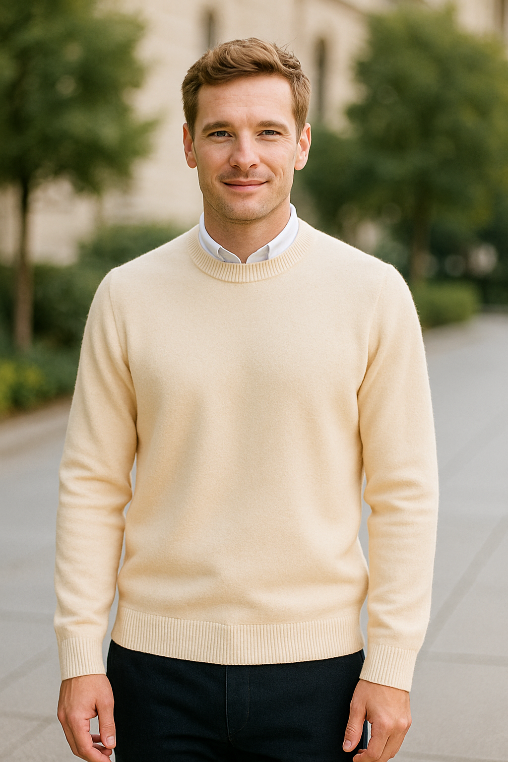 Heren Kasjmier Trui, Los Gebreide Pullover Met Ronde Hals, Herfst Winter Casual Top | VIQA VIQA© NEDERLAND