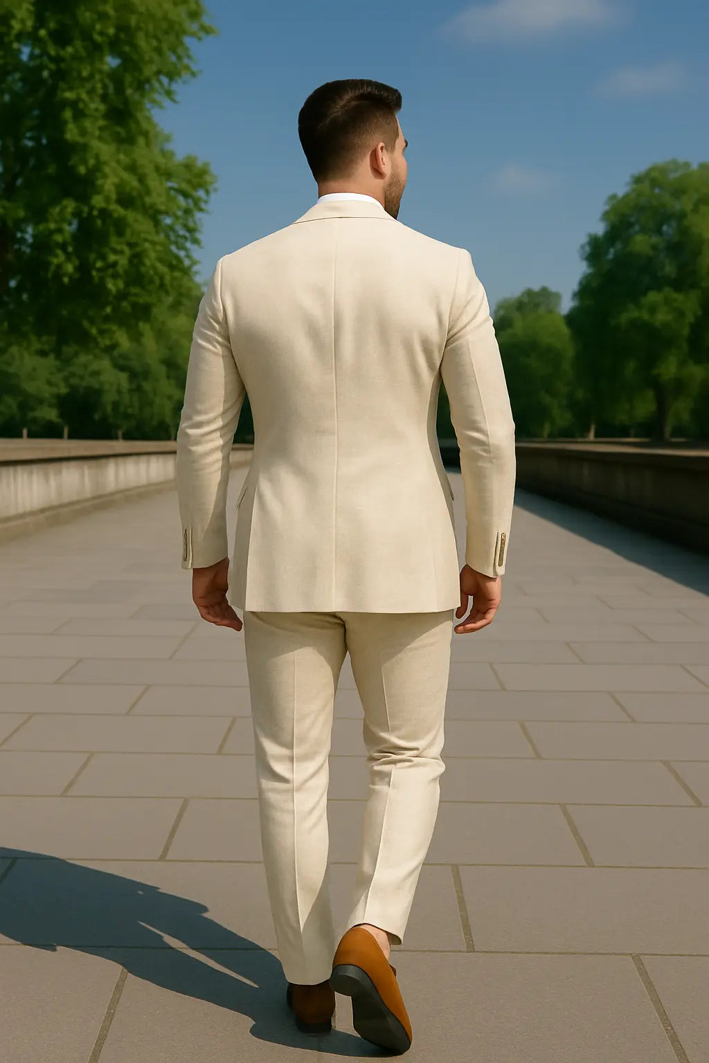 Linnen Herenset, Zomerdelige Tweedelige Blazer En broek, Casual Zakelijk Enkelknoops Kostuum | VIQA VIQA© NEDERLAND