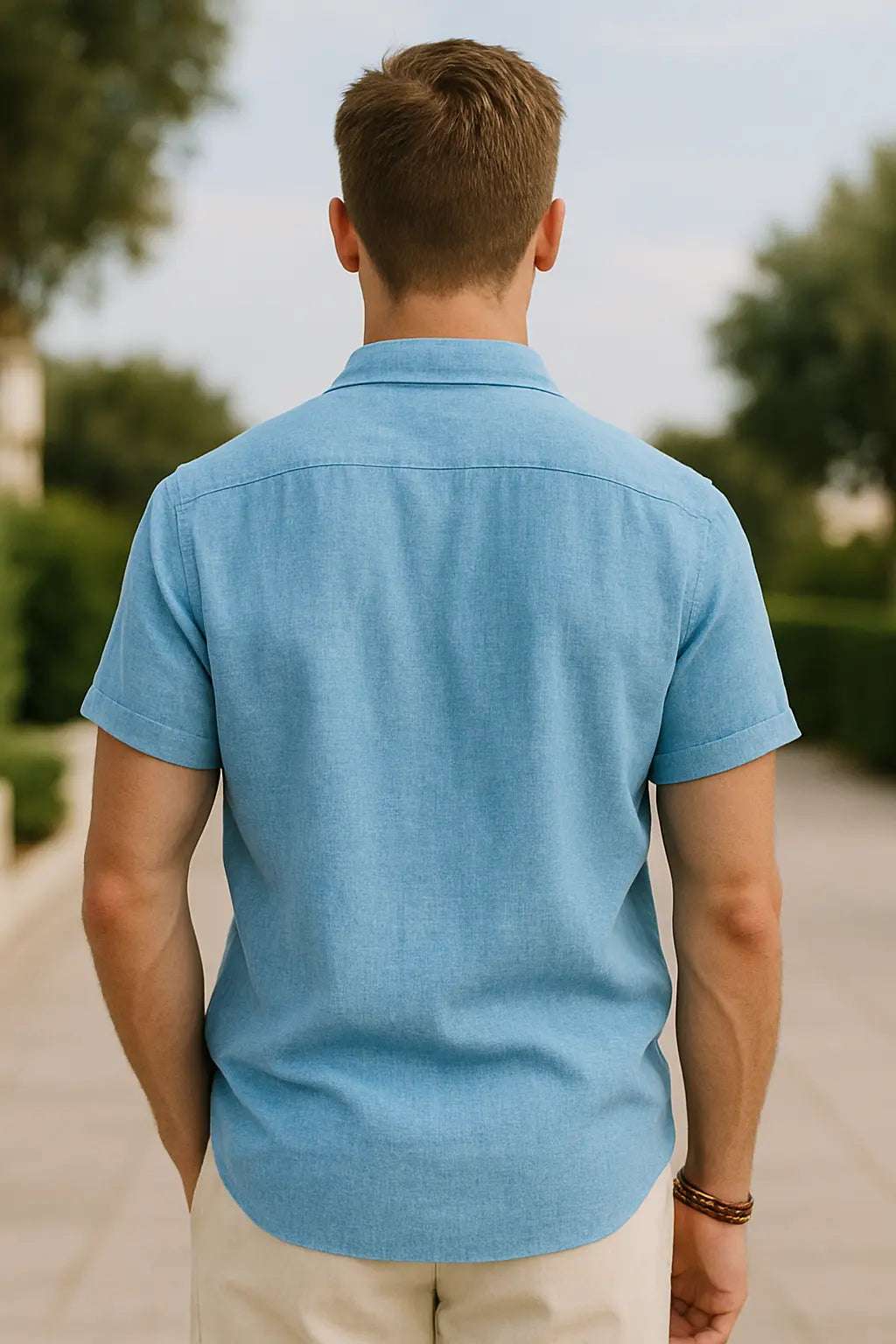 Heren Shirt Met Korte Mouwen, Zomerse Casual Strandkleding, Effen Kleur Gedraaide Kraag | VIQA VIQA© NEDERLAND