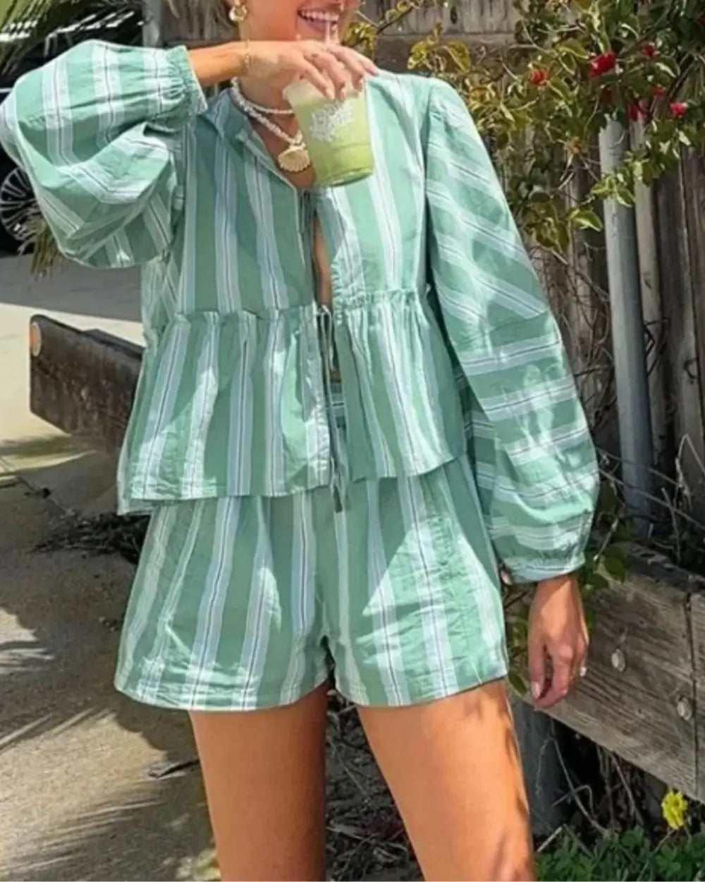 Carolina Tweedelige Zomerset Met Top En Korte Broek VIQA© NEDERLANDBlauw-XL