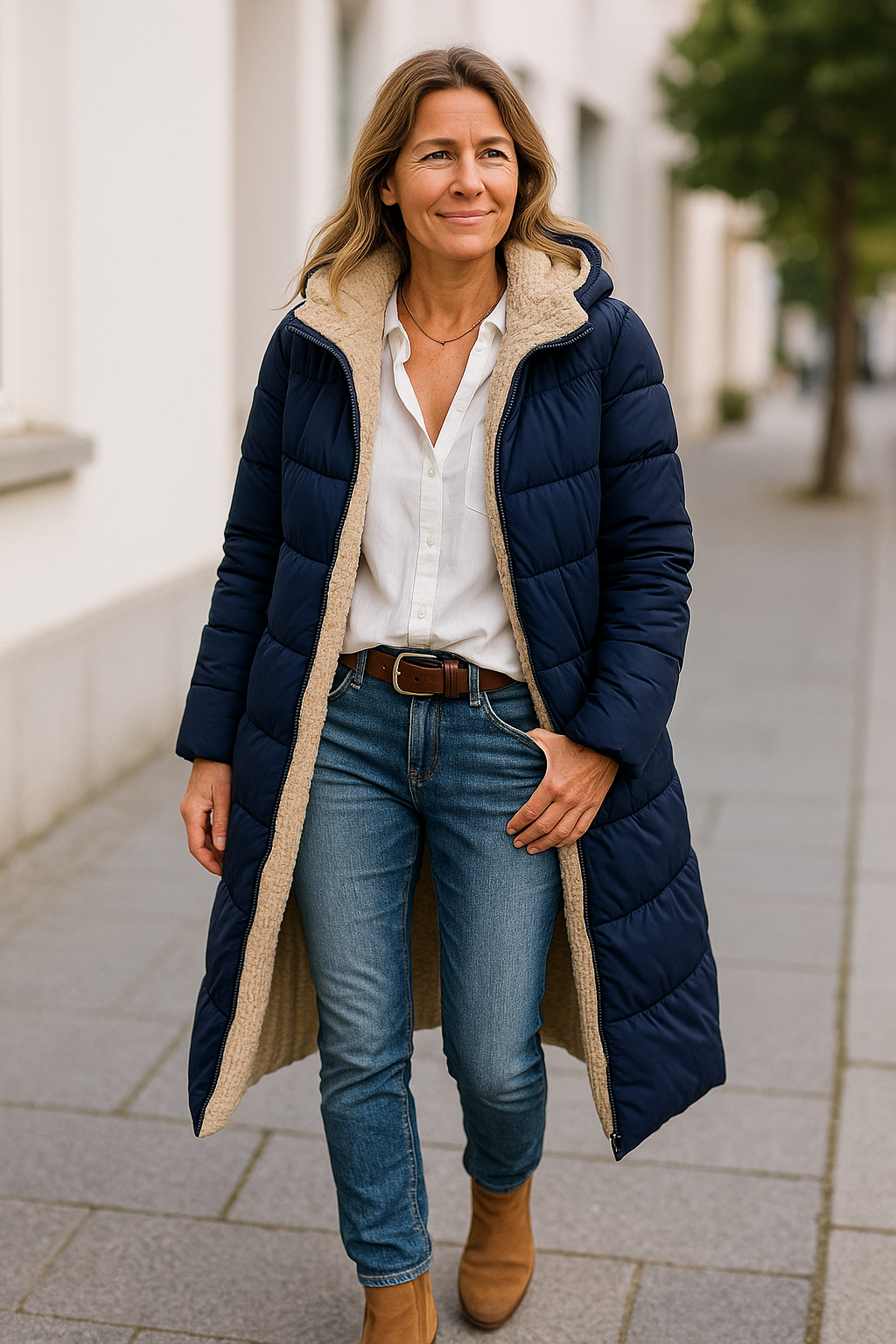 Dubbelzijdige Jas Met Capuchon Voor Dames, Lange Trendy Winterjas Voor Woon-Werkverkeer | VIQA VIQA© NEDERLAND