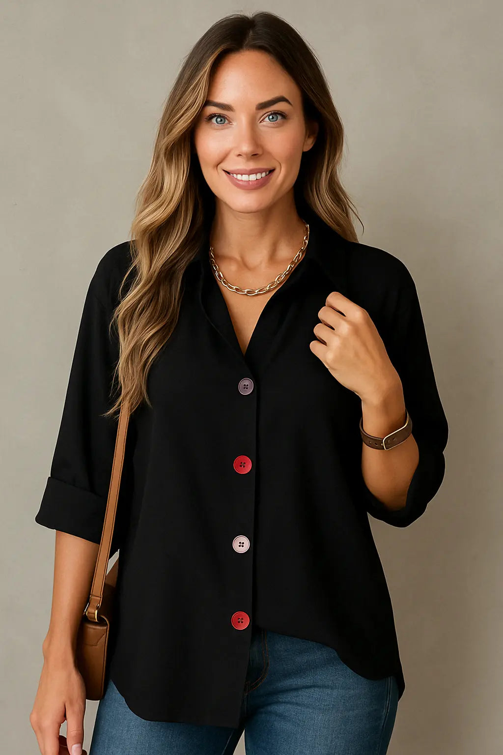 Marcia Dames V-Hals Blouse Met Lange Mouwen VIQA© NEDERLANDZwart-2XL