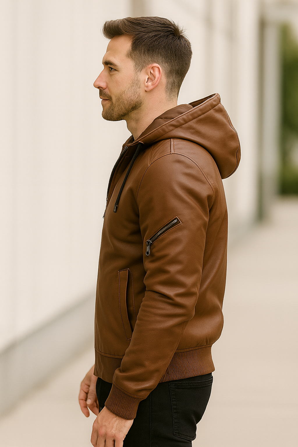 Leren Motorjack Voor Heren, Dikke Motorjas Met Afneembare Capuchon, Casual Winterkleding | VIQA VIQA© NEDERLAND