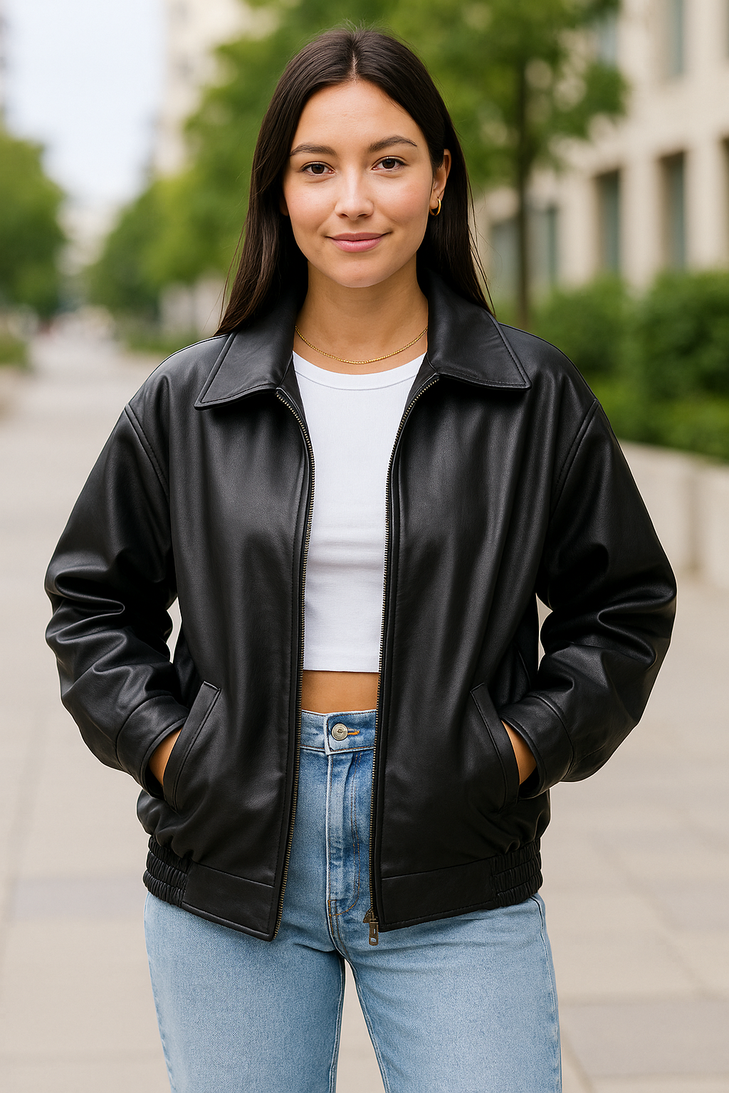 Dames PU-Leren Jas, Losvallende Jas Met Ritssluiting, Herfst En Winter Casual Mode Bovenkleding | VIQA VIQA© NEDERLAND