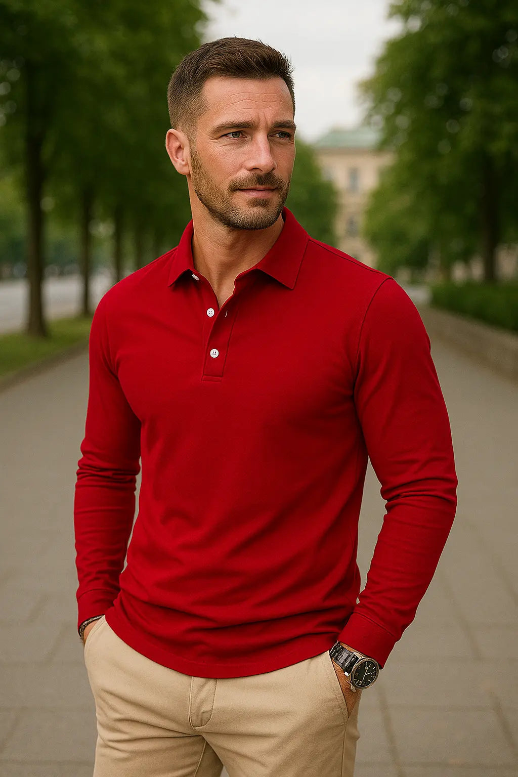 Heren Langmouwen Shirt, Wijde Pasvorm, Kralendetails, Lichtgewicht Top Voor Dagelijks Gebruik | VIQA VIQA© NEDERLAND