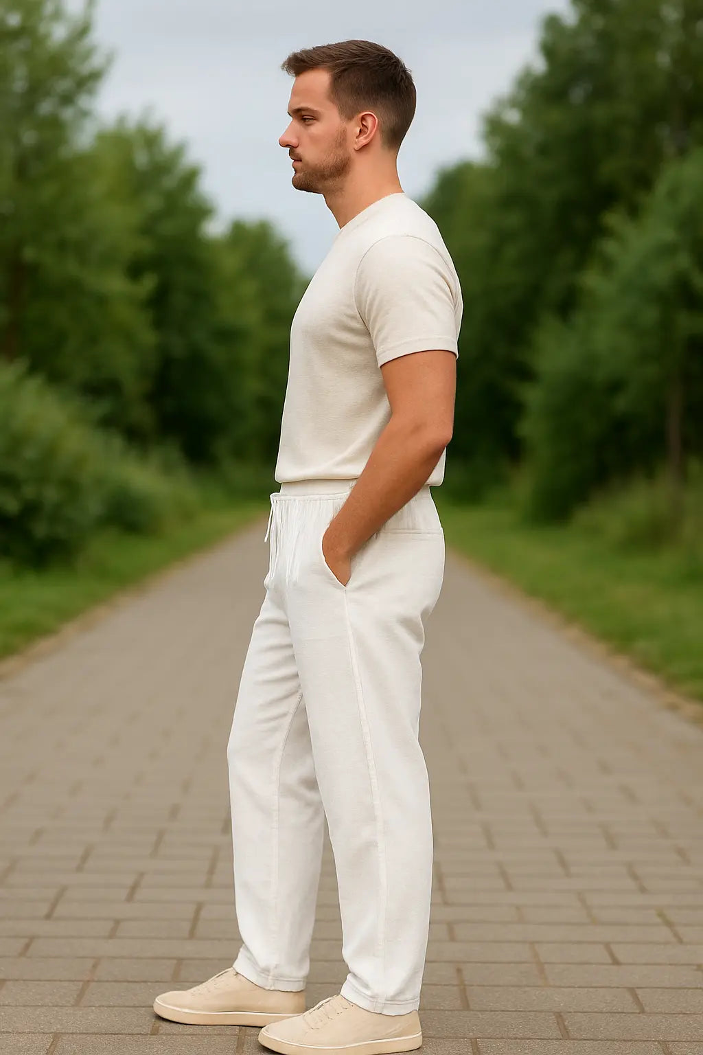 Heren Zomerbroek, Lichtgewicht Casual Broek Met Trekkoord En Rechte Pijpen | VIQA VIQA© NEDERLAND