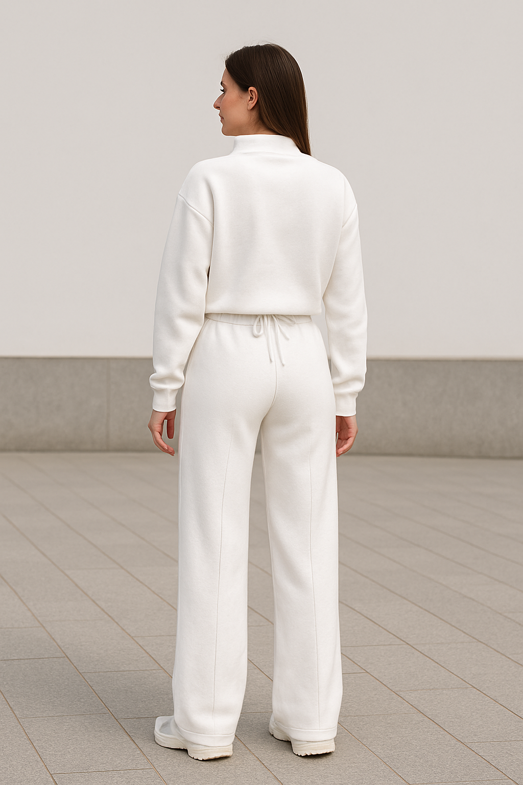 Tweedelige Rrainingspak Set Voor Dames, Sweatshirtjas Met Rits En Broek Met Wijde Pijpen En Trekkoord, Casual Sportkleding Outfit | VIQA VIQA© NEDERLAND