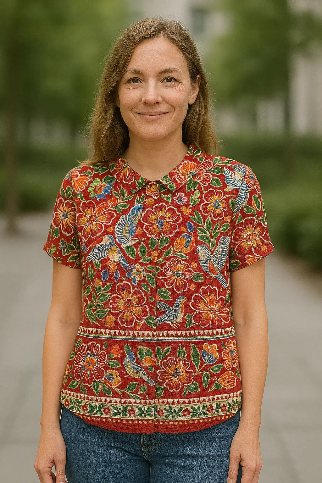 Dames Linnen Bloemen Shirt, Lichtgewicht Korte Mouw Kap Blouse Met Print, Casual Top | VIQA VIQA© NEDERLAND