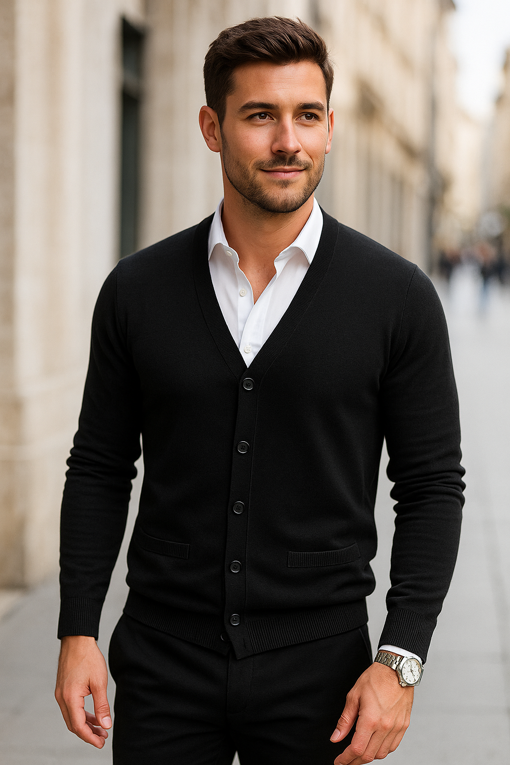 Herenvest Trui, Slim Pasvorm V-Hals Gebreid, Casual Herfst Langemouwen Effen Top | VIQA VIQA© NEDERLAND