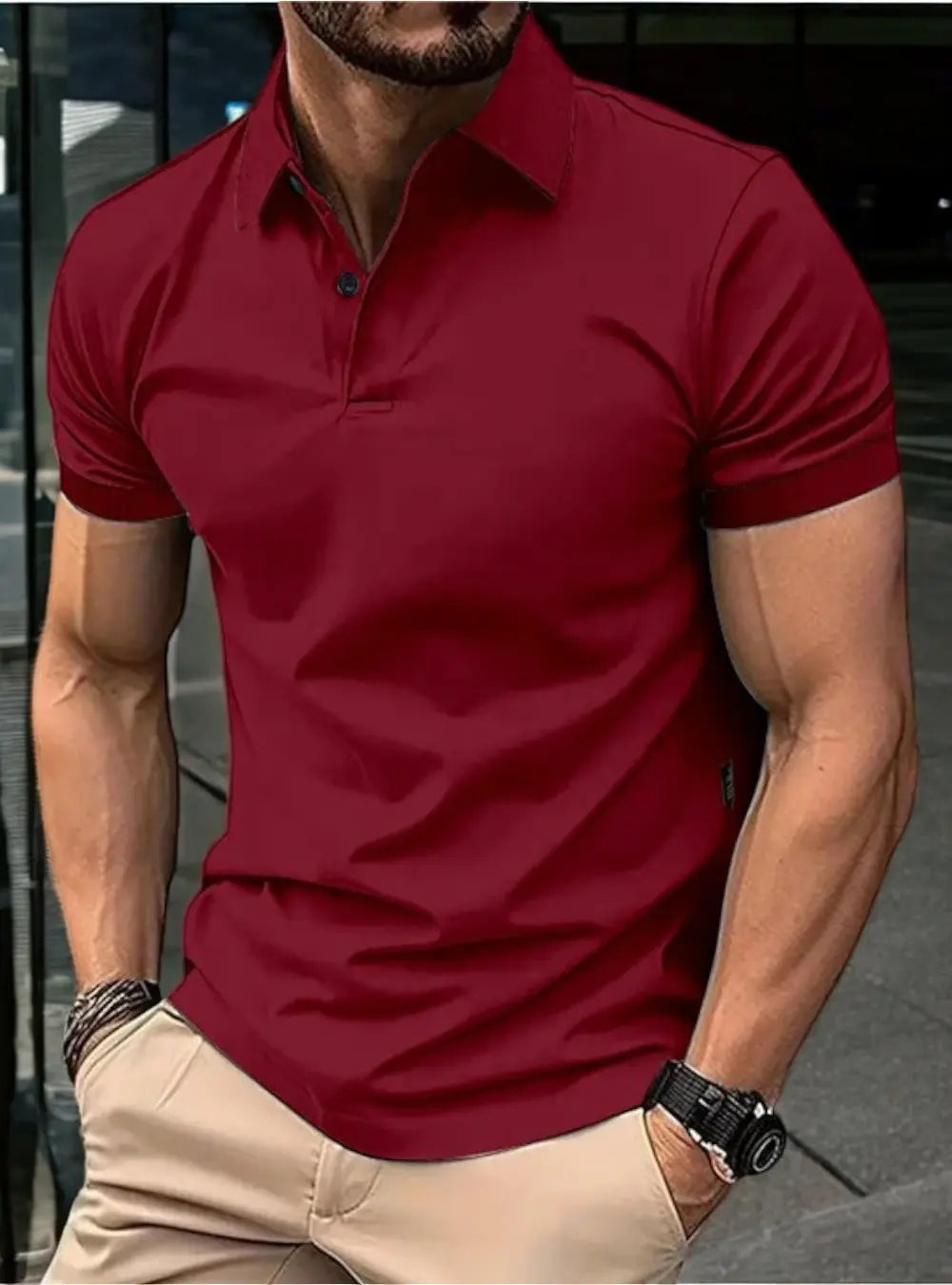 Gary Athletische Herenpolo Katoen Shirt VIQA© NEDERLANDRood-2XL