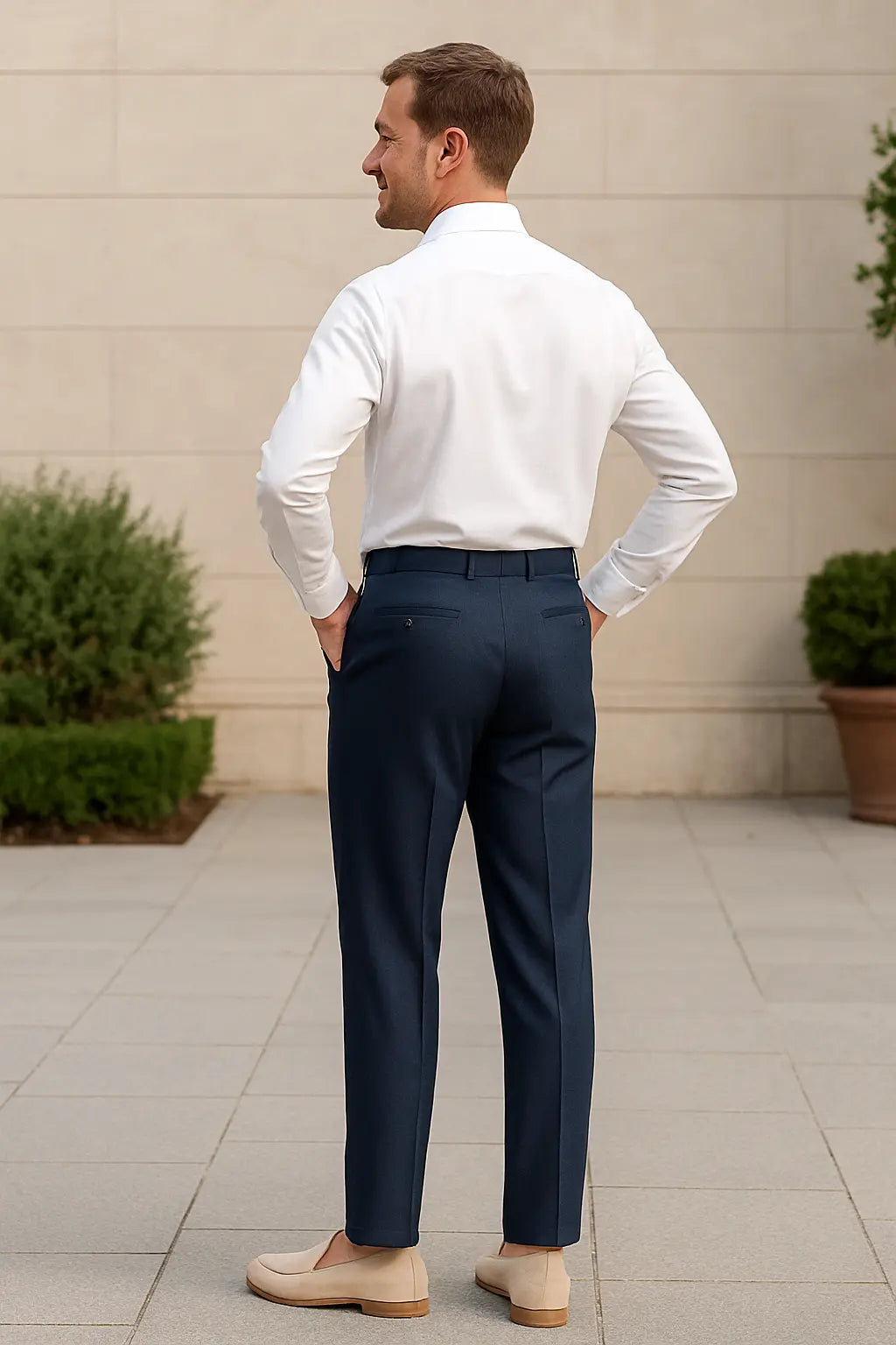 Heren Pantalon, Hooggetailleerde Rechte Broek, Zakelijke Stijl Met Riem | VIQA VIQA© NEDERLAND