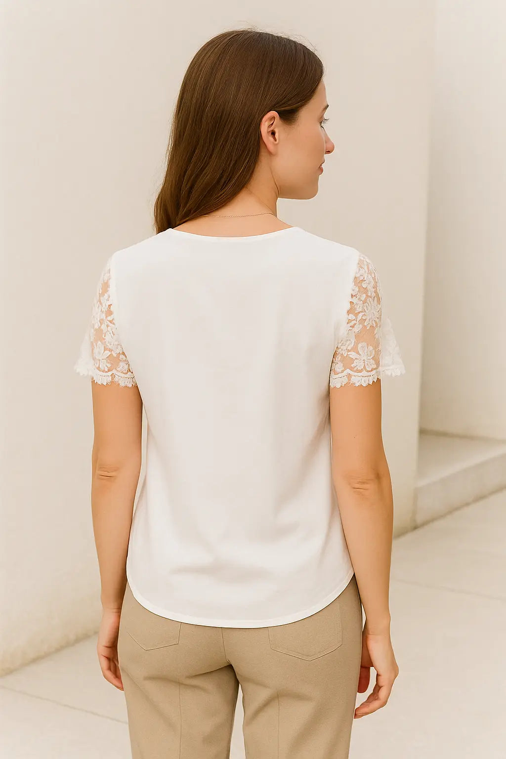 Dames V-Hals Jacquard Top, Effen Kleur Korte Mouwen Blouse, Elegante Zomer Casual Shirt | VIQA VIQA© NEDERLAND