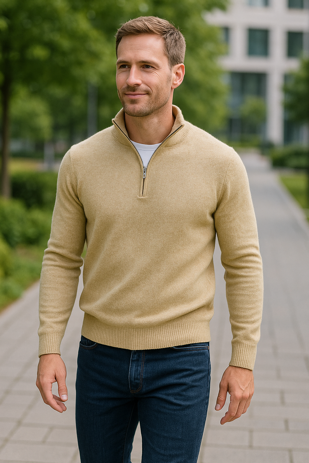 Heren Fleece Trui, V-Hals Lange Mouwen Polo Met Rits , Warme Winter Coltrui | VIQA VIQA© NEDERLAND