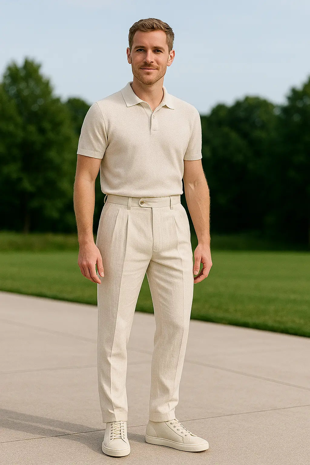 Heren Hoog Getailleerd Linnen Broek, Zomer Katoen Rechte Pasvorm, Retro Italiaanse Vrijetijdsbroek | VIQA VIQA© NEDERLAND