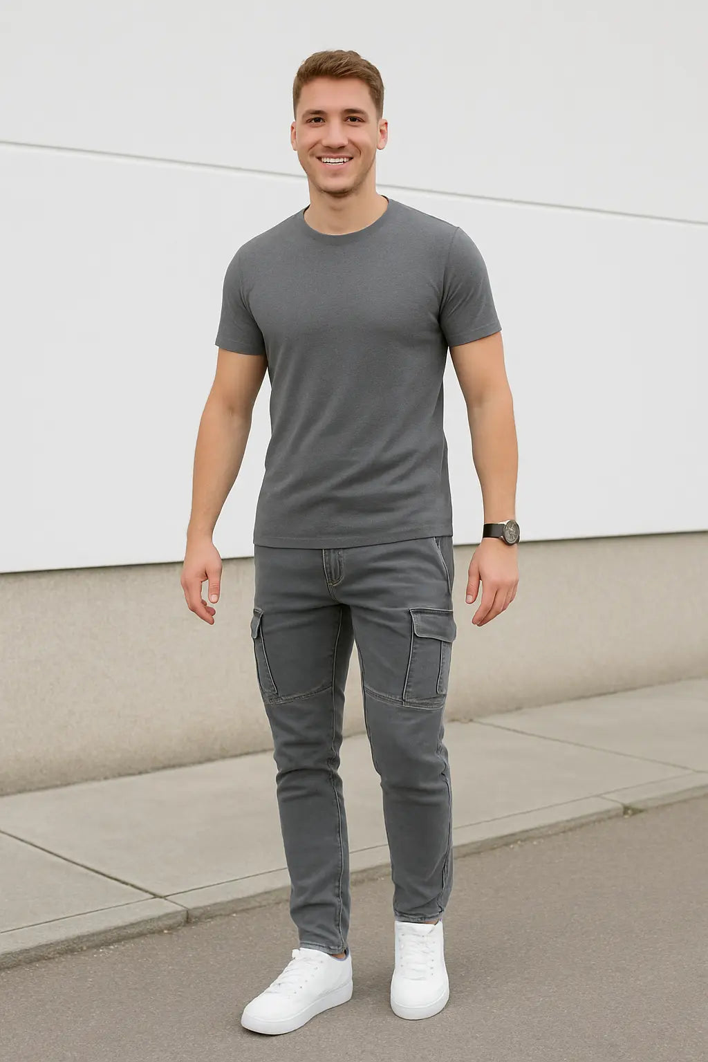 Heren Denim Cargo Jeans, Slim Fit Elastische Midden Taille Meerdere Zakken Casual Streetwear Broek | VIQA VIQA© NEDERLAND
