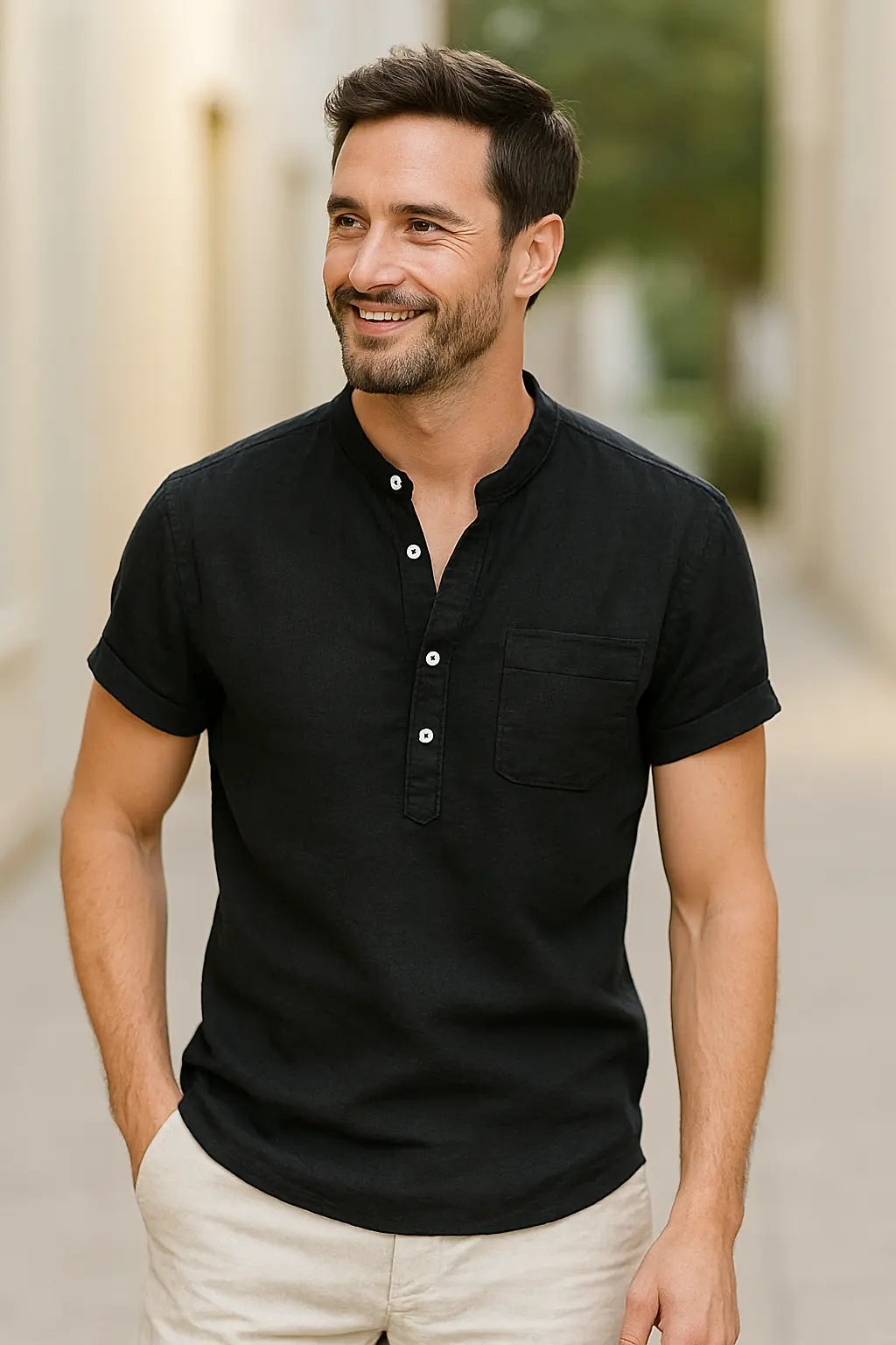 Heren T-shirt Van Katoen En Linnen, Casual T-shirt Met Korte Mouwen Voor De Zomer, Lichtgewicht En Ademend | VIQA VIQA© NEDERLAND