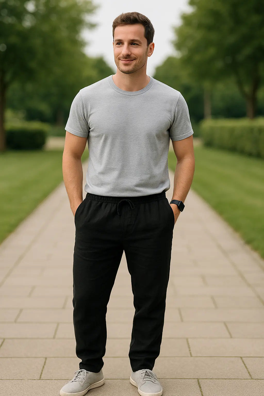 Heren Linnen Broek, Ademende Slim Pasvorm Broek, Casual Effen Kleur Casual Kleding | VIQA VIQA© NEDERLAND