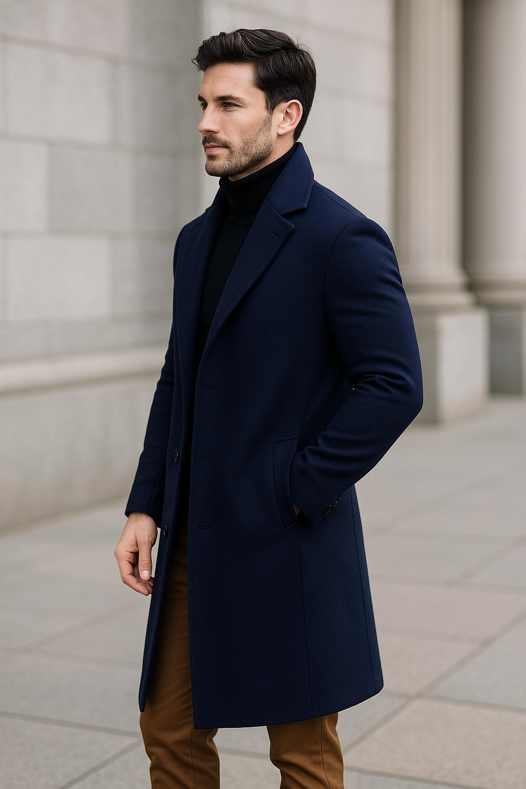 Heren Trenchcoat, Lange Mouwen, Enkele Knoopsluiting, Klassieke Herfst- En Winterjas | VIQA VIQA© NEDERLAND