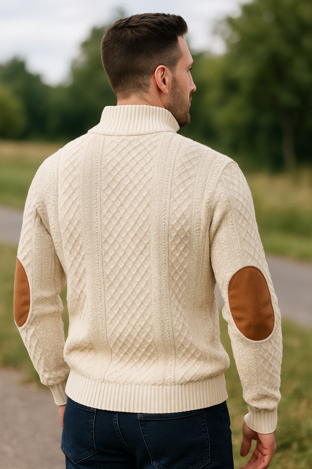 Heren Jacquard Gebreide Trui, Staande Kraag Button-Down, Lange Mouwen Casual Top | VIQA VIQA© NEDERLAND